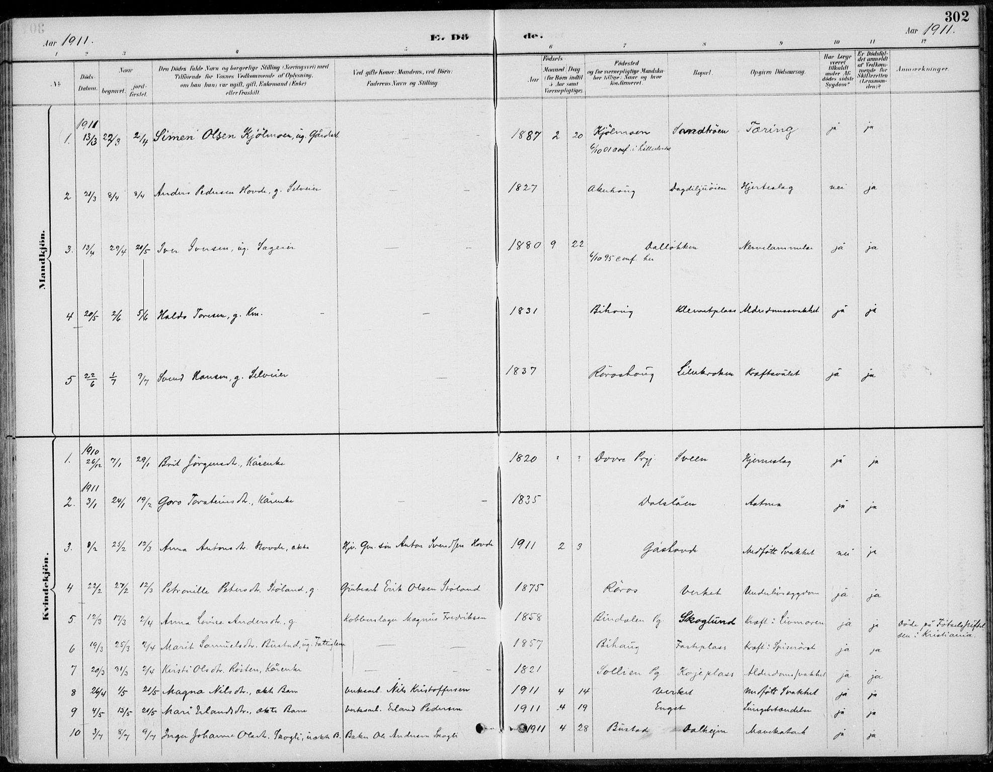 Alvdal prestekontor, SAH/PREST-060/H/Ha/Haa/L0003: Parish register (official) no. 3, 1886-1912, p. 302