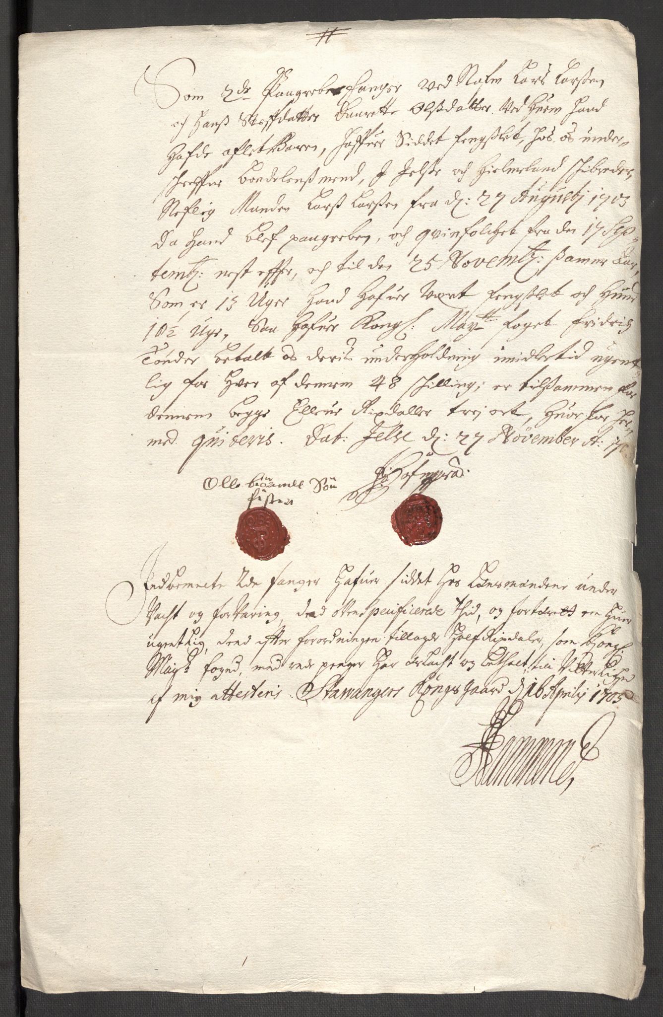 Rentekammeret inntil 1814, Reviderte regnskaper, Fogderegnskap, AV/RA-EA-4092/R47/L2860: Fogderegnskap Ryfylke, 1703-1705, p. 261