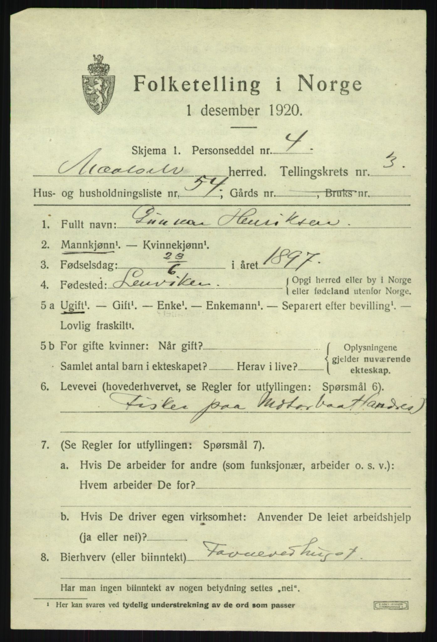 SATØ, 1920 census for Målselv, 1920, p. 2847