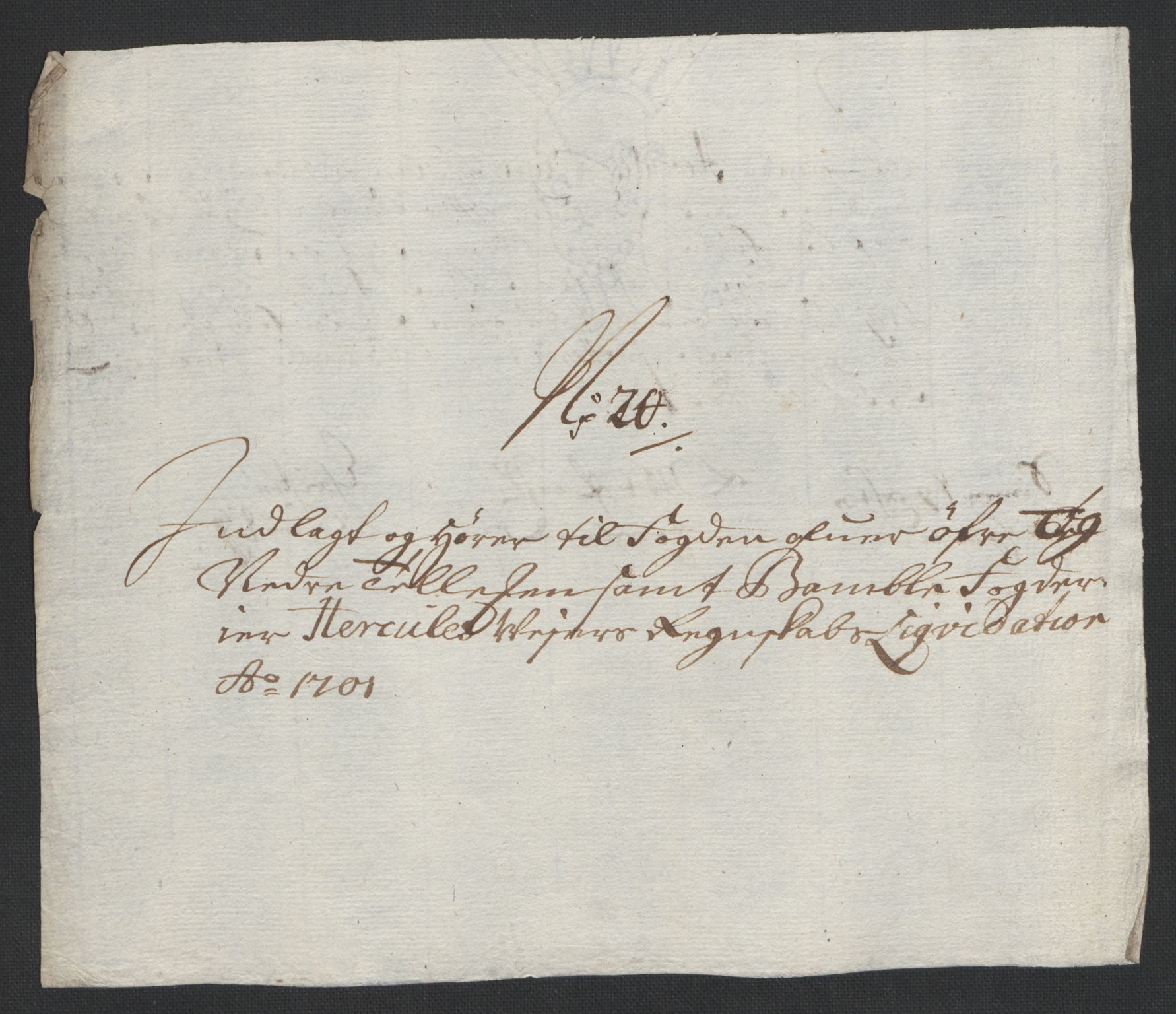 Rentekammeret inntil 1814, Reviderte regnskaper, Fogderegnskap, AV/RA-EA-4092/R36/L2105: Fogderegnskap Øvre og Nedre Telemark og Bamble, 1701, p. 276