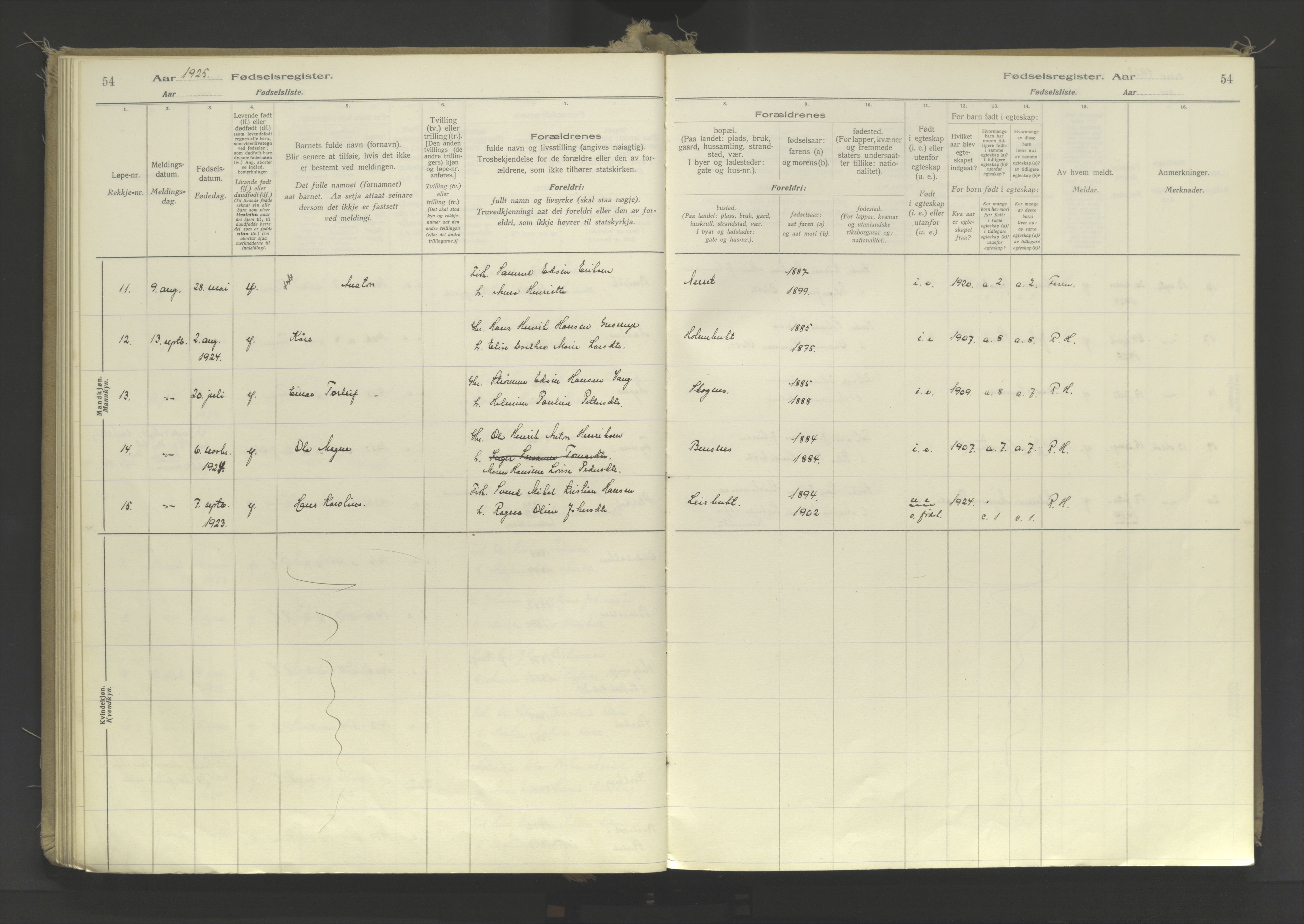 Lyngen sokneprestembete, AV/SATØ-S-1289/I/Ia/L0078: Birth register no. 78, 1916-1950, p. 54