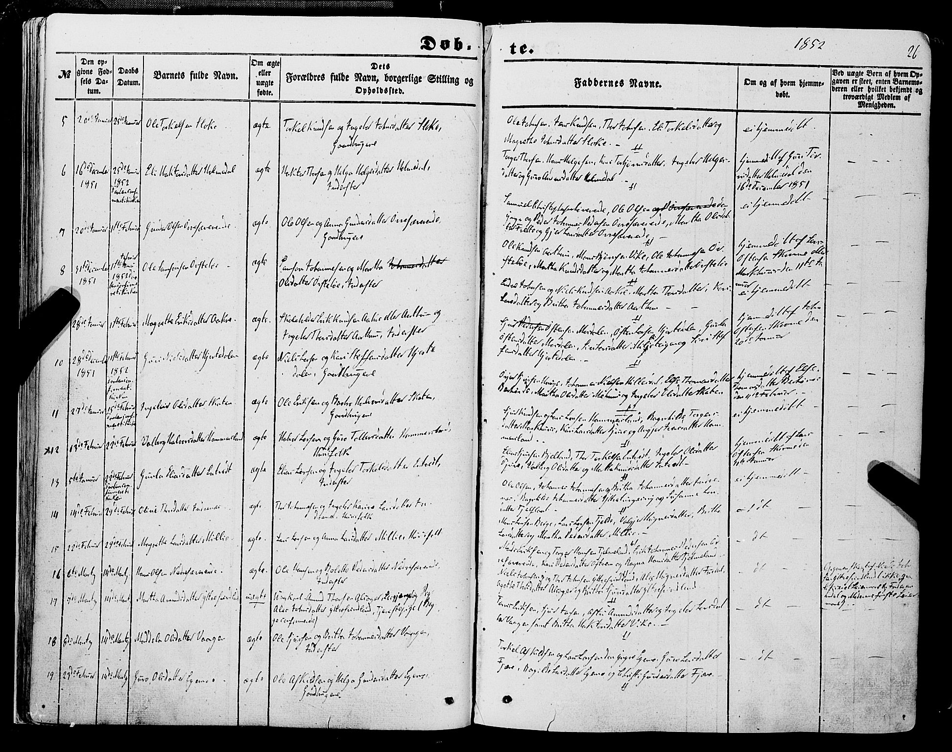 Skånevik sokneprestembete, SAB/A-77801/H/Haa: Parish register (official) no. A 5I, 1848-1869, p. 26