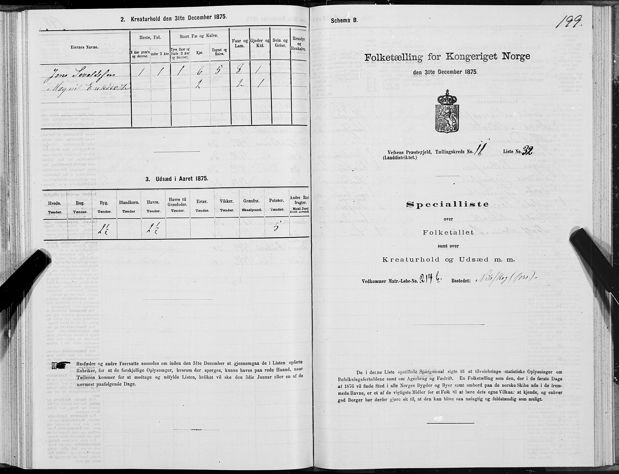 SAT, 1875 census for 1824L Vefsn/Vefsn, 1875, p. 3199