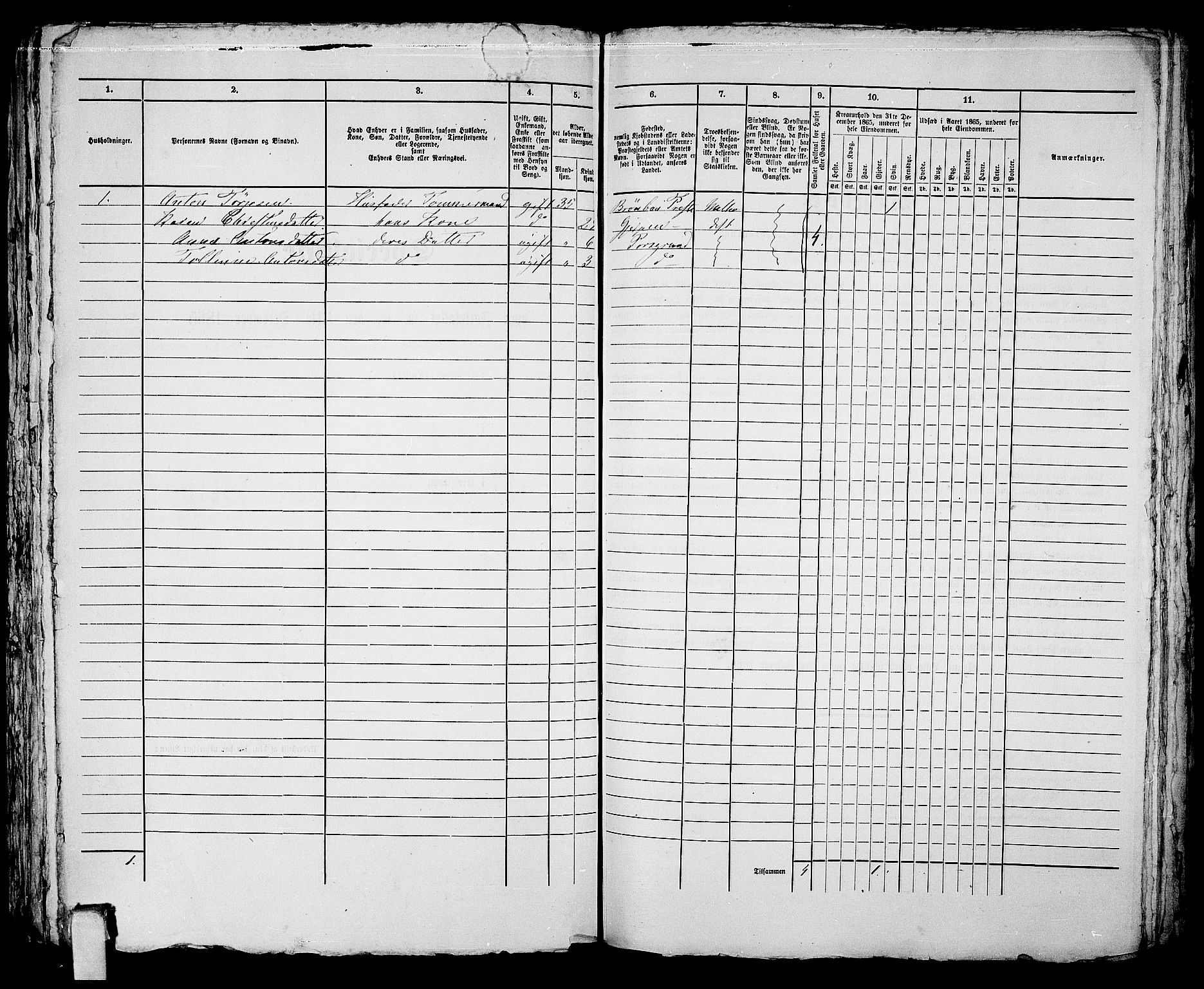 RA, 1865 census for Porsgrunn, 1865, p. 657