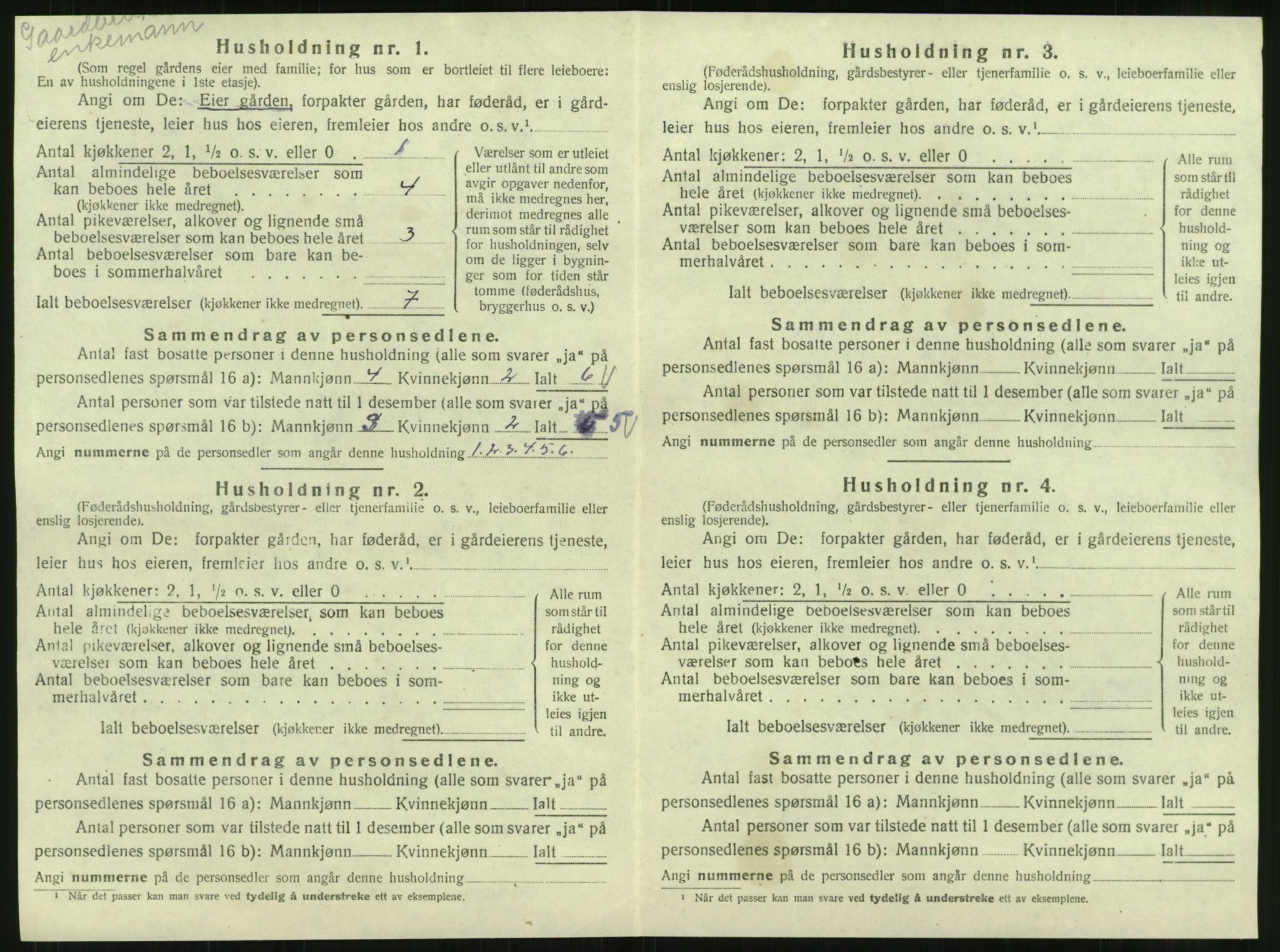 SAT, 1920 census for Flatanger, 1920, p. 49