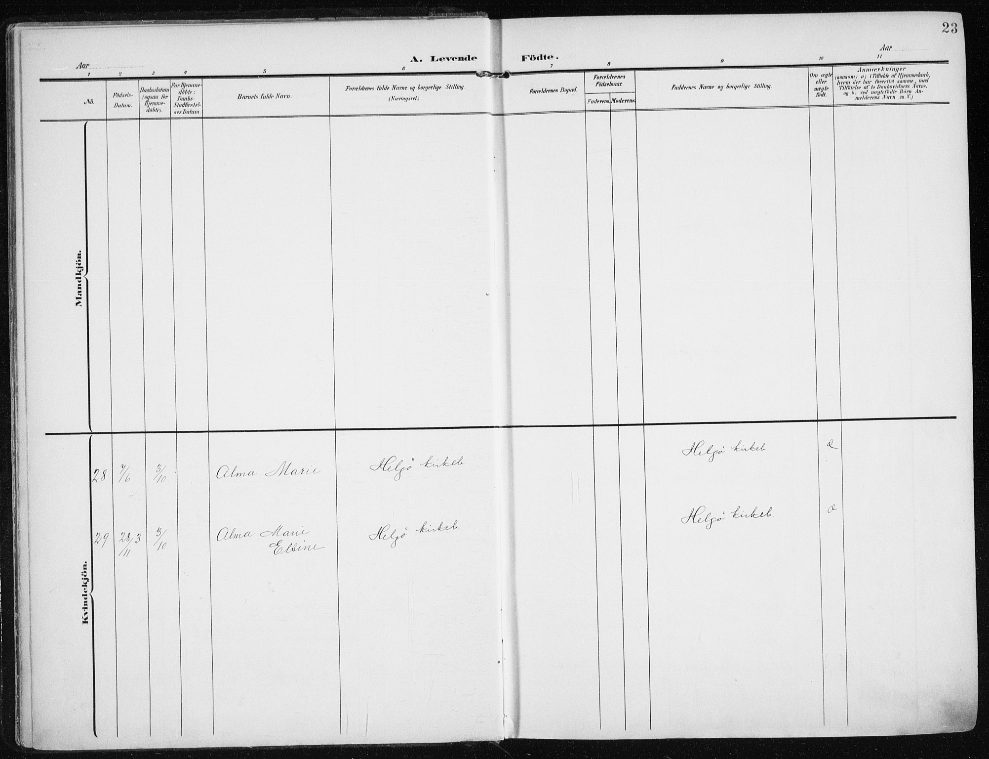 Karlsøy sokneprestembete, AV/SATØ-S-1299/H/Ha/Haa/L0014kirke: Parish register (official) no. 14, 1903-1917, p. 23