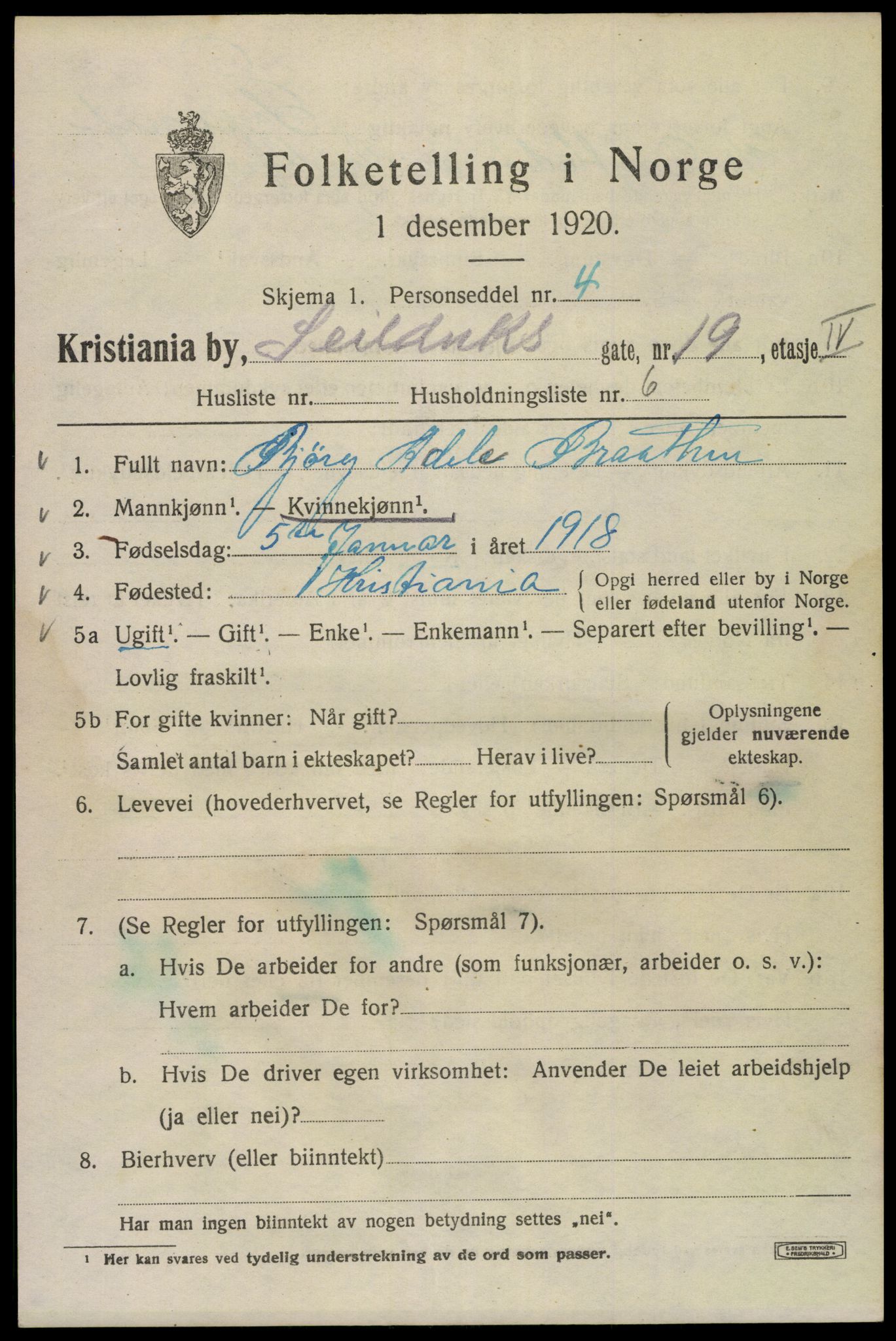 SAO, 1920 census for Kristiania, 1920, p. 507963