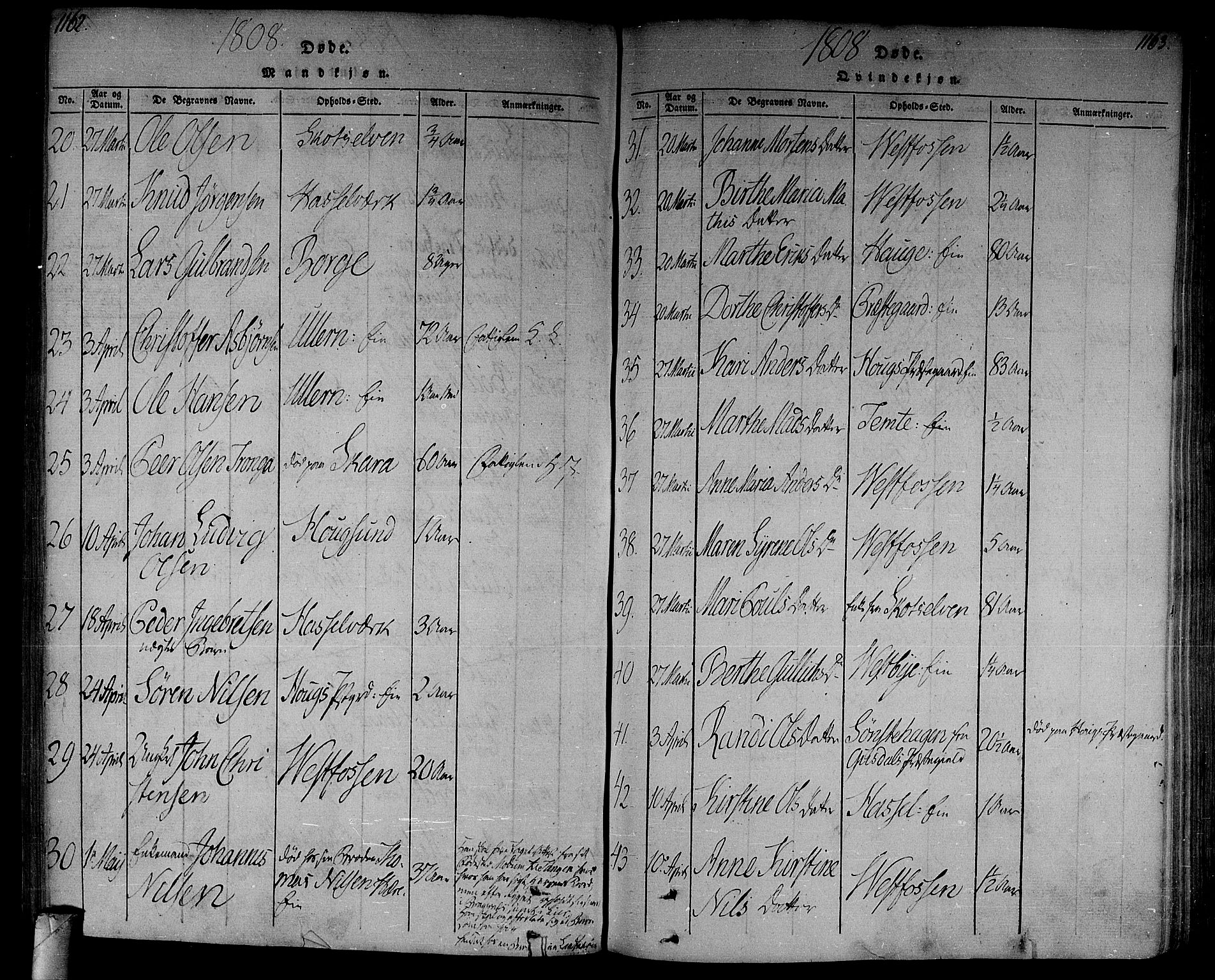 Eiker kirkebøker, SAKO/A-4/F/Fa/L0010: Parish register (official) no. I 10, 1806-1815, p. 1162-1163