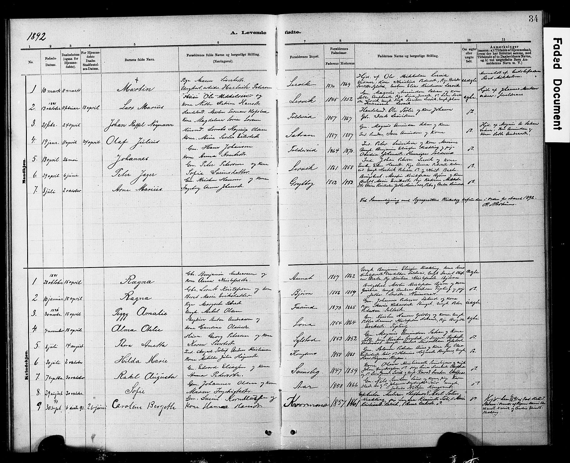 Ministerialprotokoller, klokkerbøker og fødselsregistre - Nord-Trøndelag, SAT/A-1458/783/L0661: Parish register (copy) no. 783C01, 1878-1893, p. 34