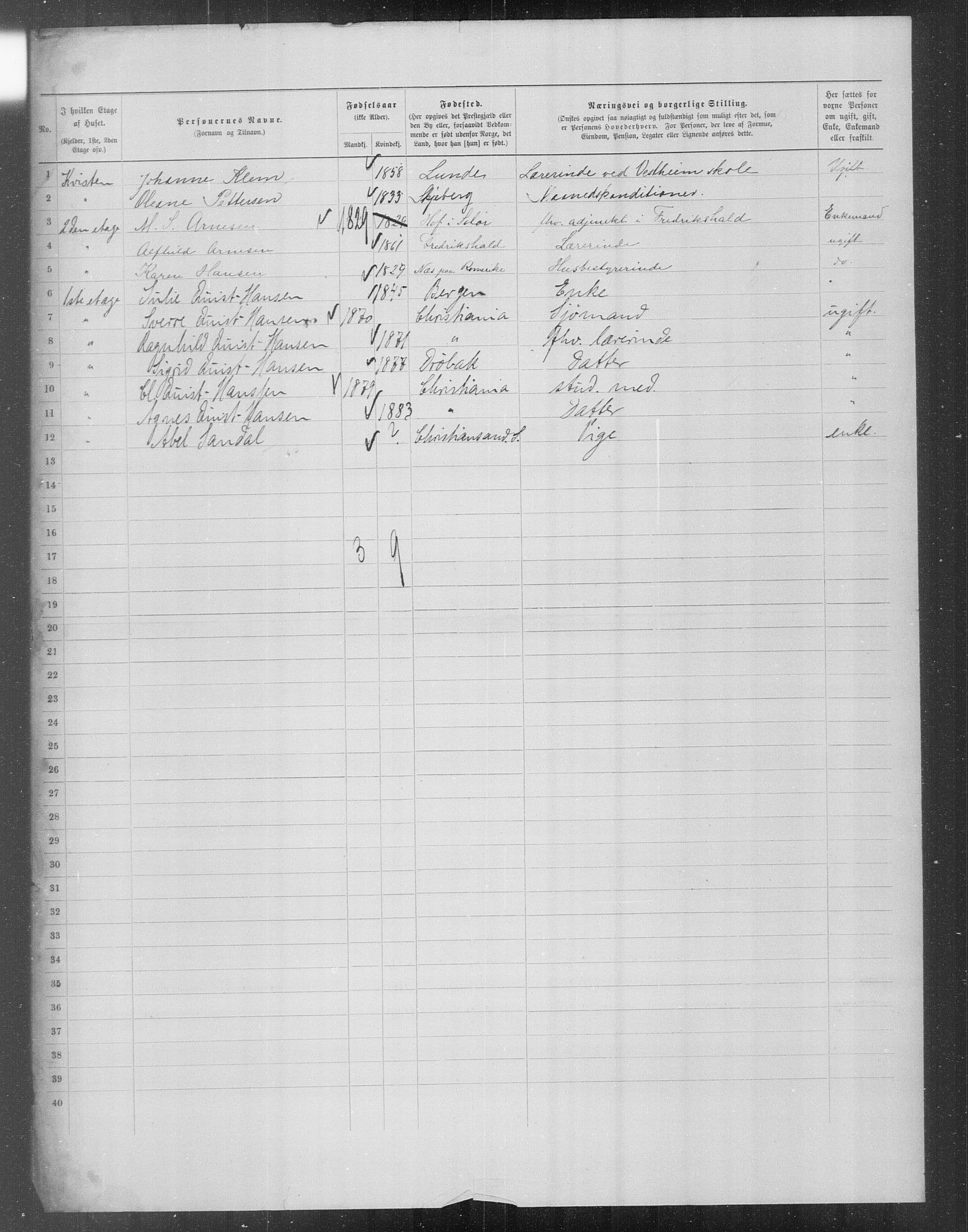 OBA, Municipal Census 1899 for Kristiania, 1899, p. 15854