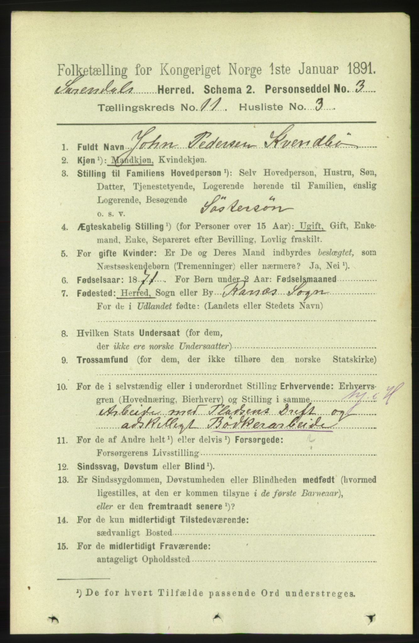 RA, 1891 census for 1566 Surnadal, 1891, p. 2683