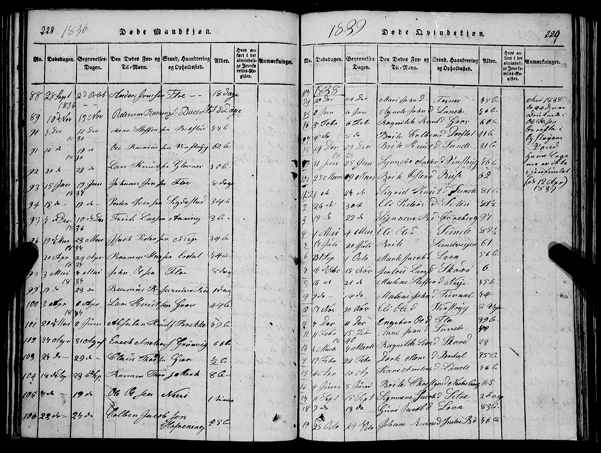 Stryn Sokneprestembete, AV/SAB-A-82501: Parish register (copy) no. C 1, 1801-1845, p. 228-229