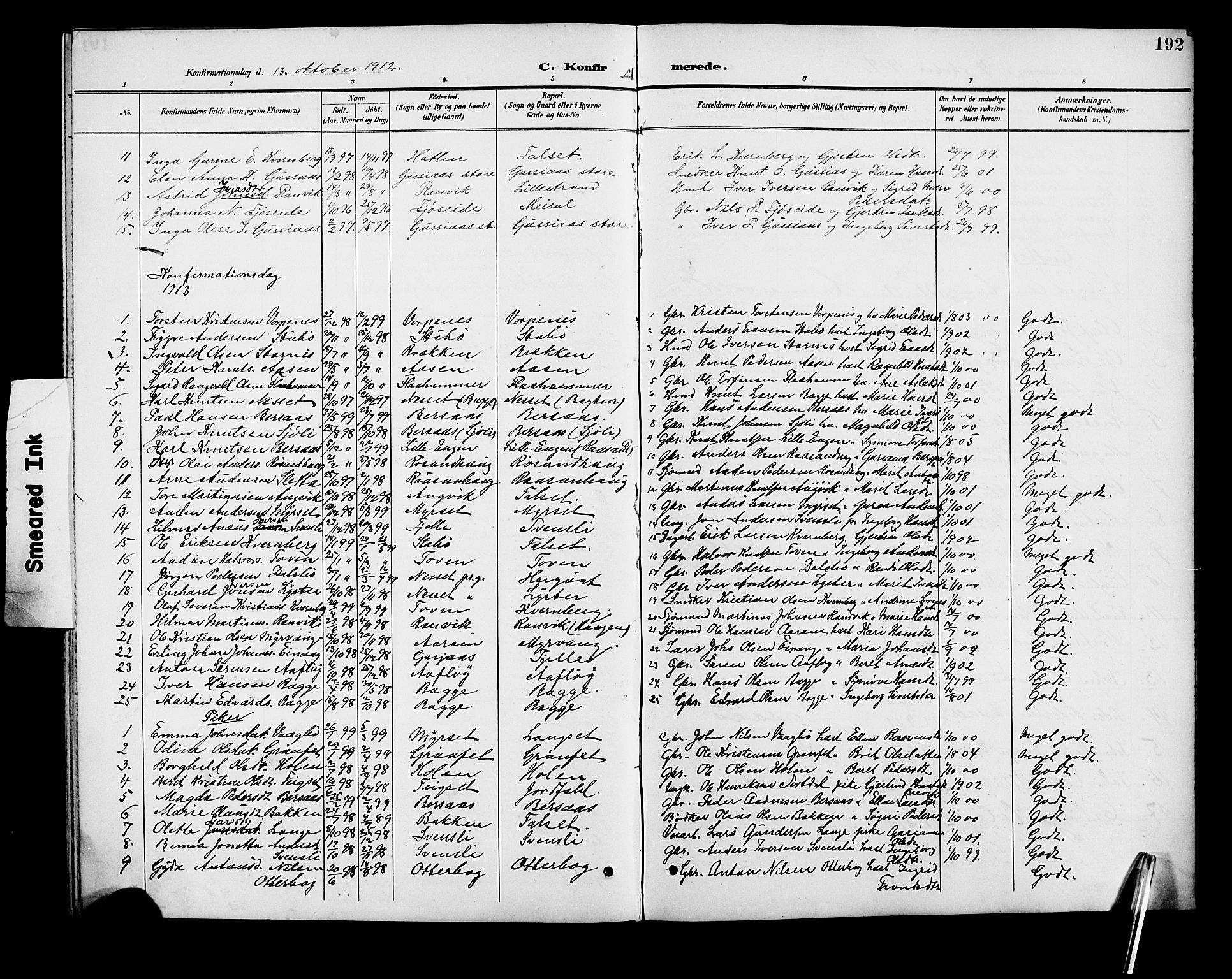 Ministerialprotokoller, klokkerbøker og fødselsregistre - Møre og Romsdal, SAT/A-1454/551/L0632: Parish register (copy) no. 551C04, 1894-1920, p. 192
