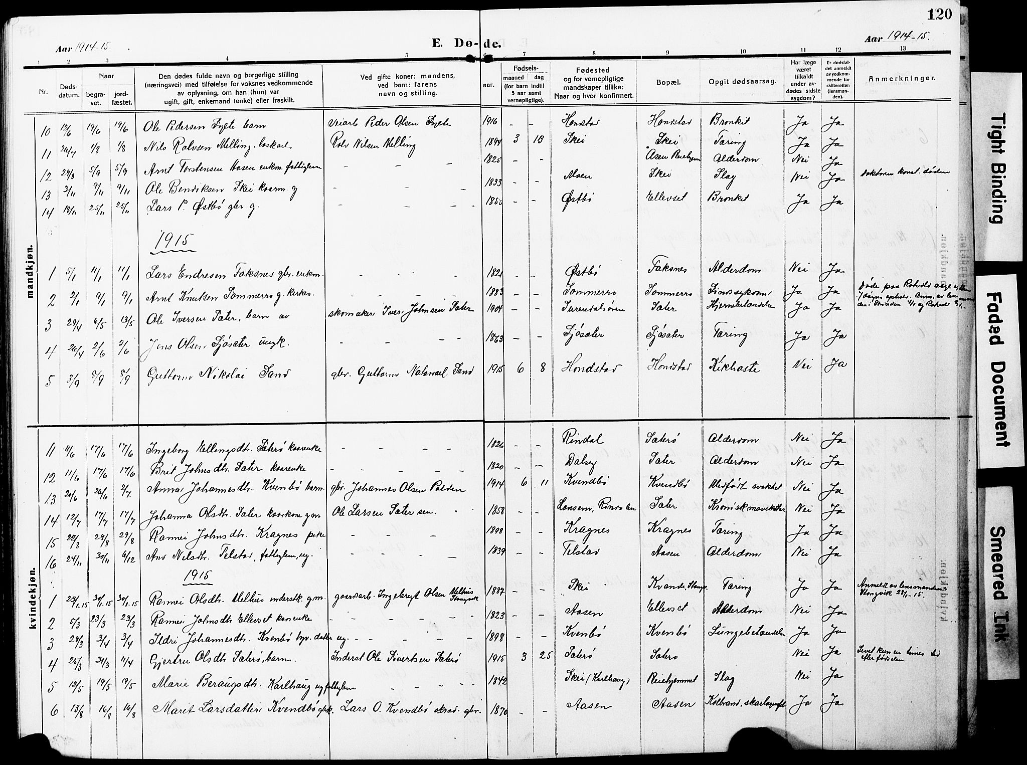 Ministerialprotokoller, klokkerbøker og fødselsregistre - Møre og Romsdal, SAT/A-1454/596/L1059: Parish register (copy) no. 596C02, 1908-1922, p. 120