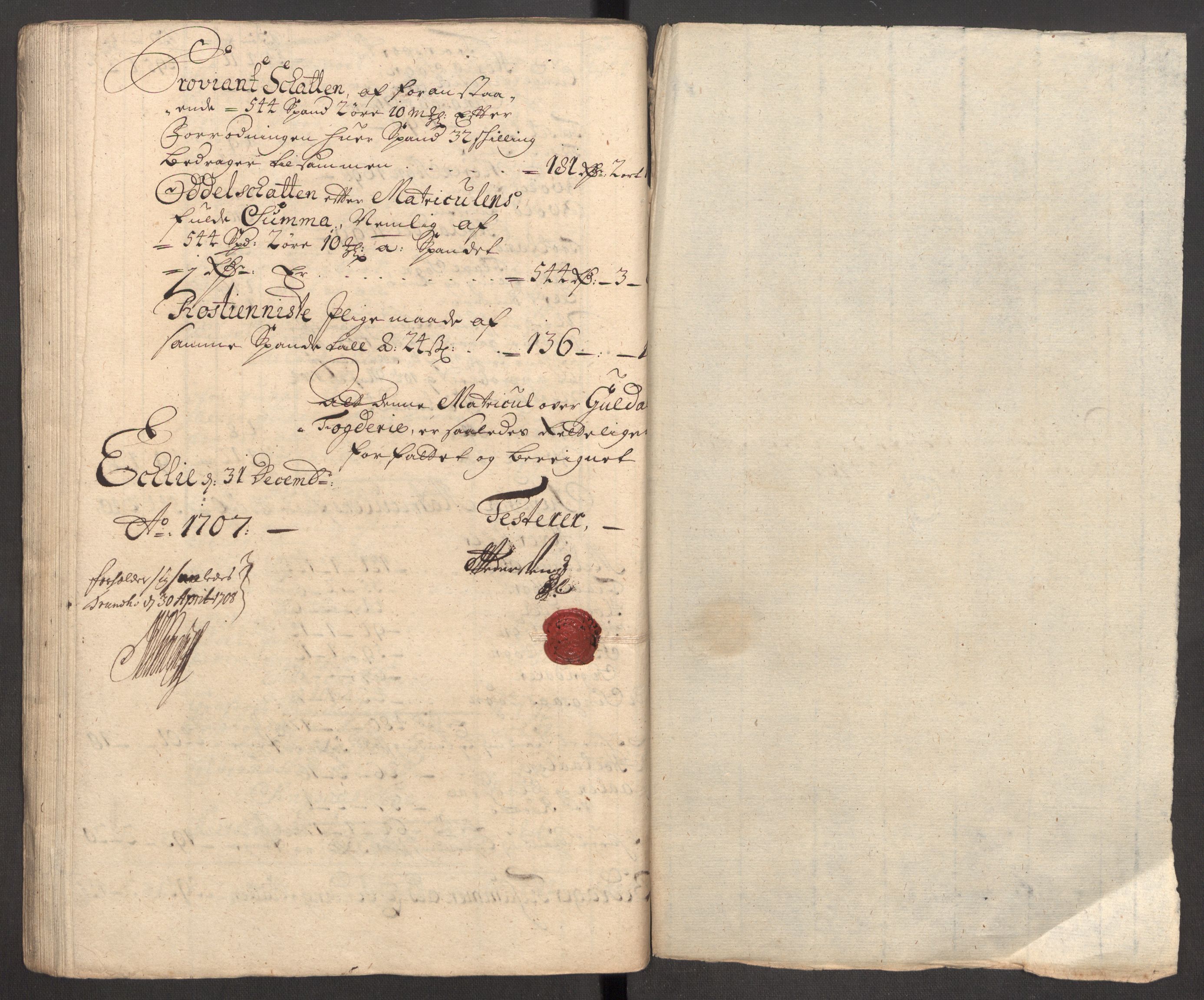 Rentekammeret inntil 1814, Reviderte regnskaper, Fogderegnskap, RA/EA-4092/R60/L3957: Fogderegnskap Orkdal og Gauldal, 1707, p. 158
