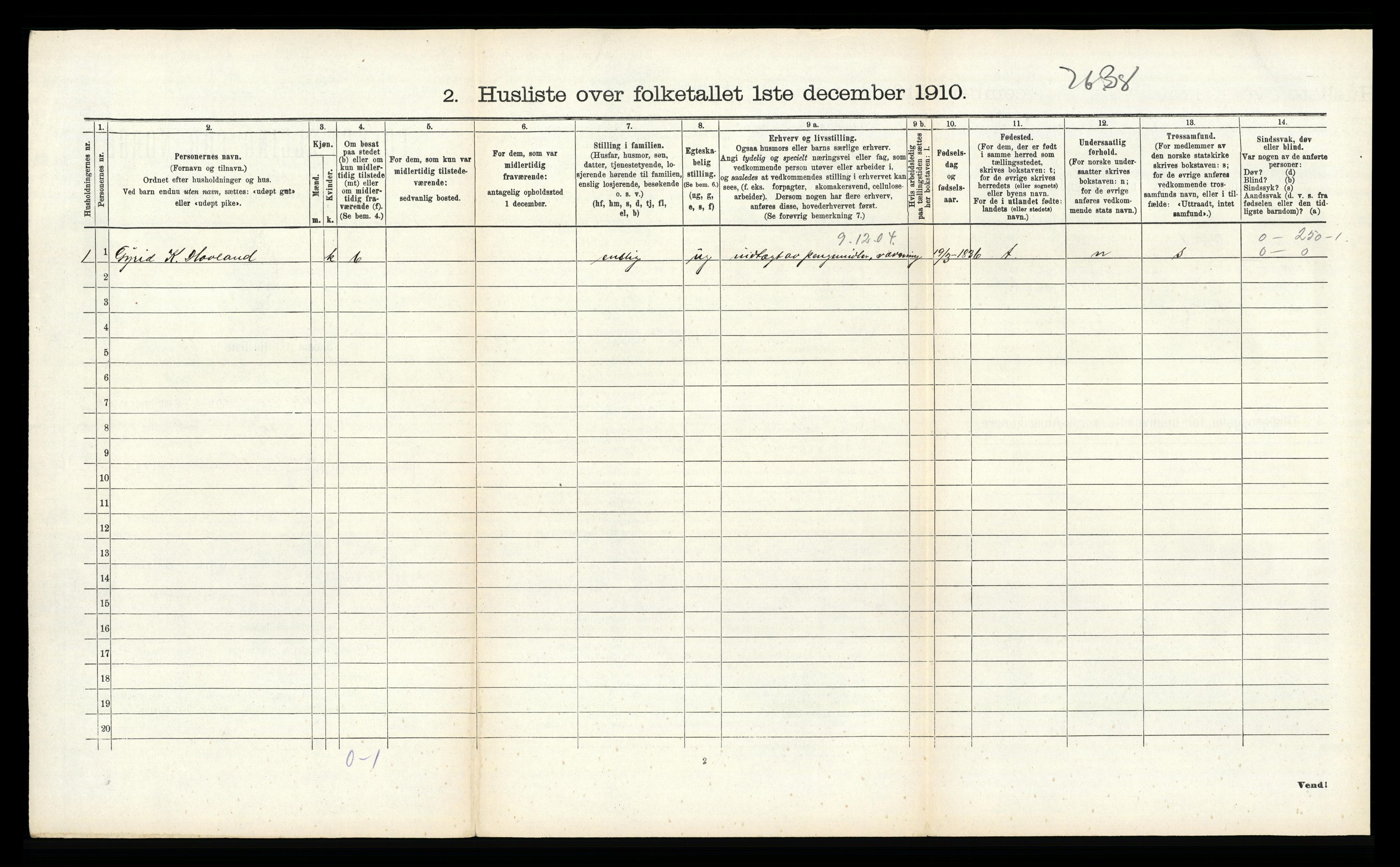 RA, 1910 census for Ullensvang, 1910, p. 2264