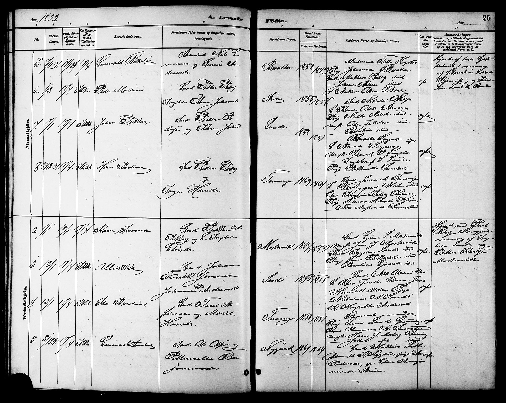 Ministerialprotokoller, klokkerbøker og fødselsregistre - Sør-Trøndelag, SAT/A-1456/657/L0716: Parish register (copy) no. 657C03, 1889-1904, p. 25
