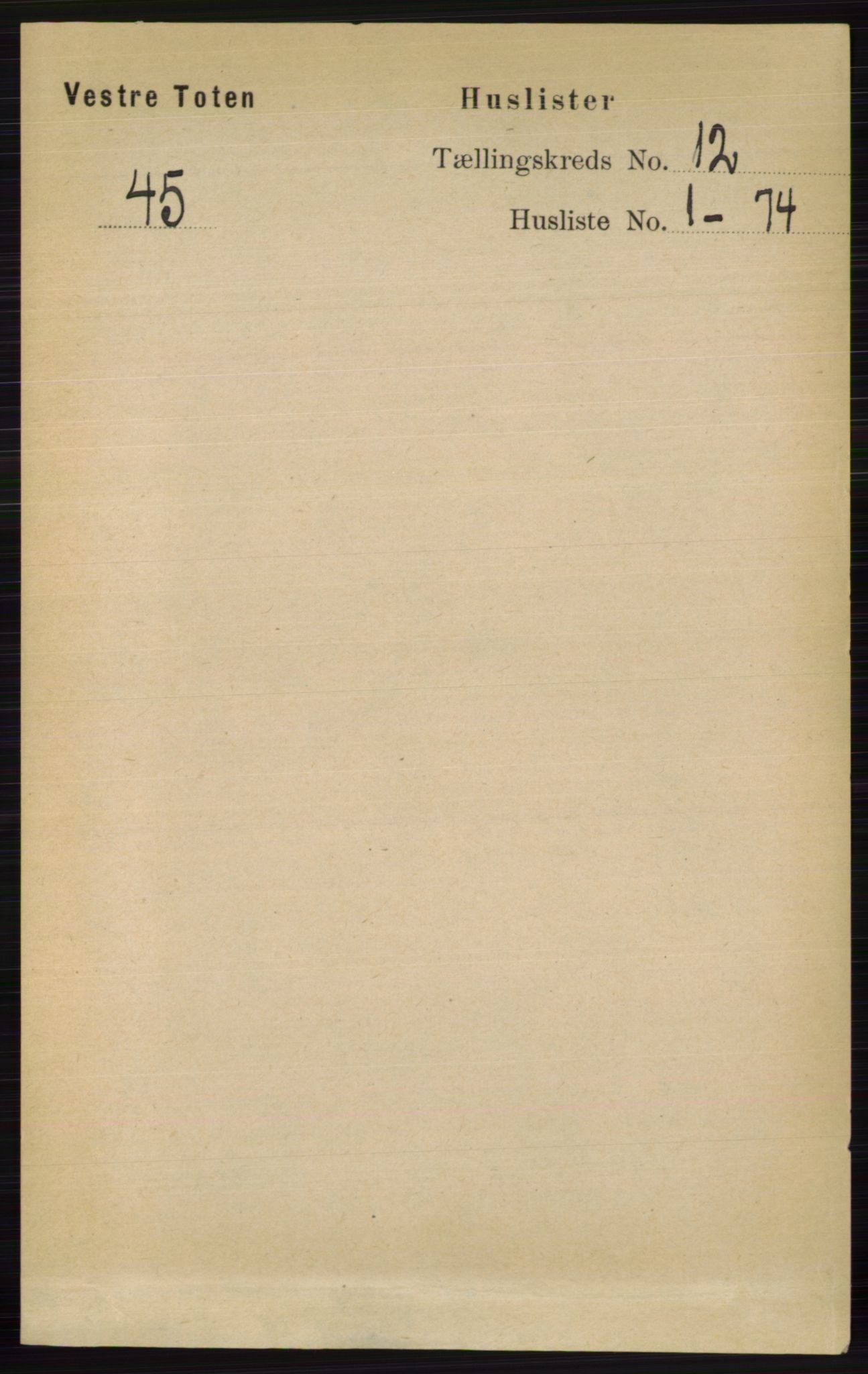 RA, 1891 census for 0529 Vestre Toten, 1891, p. 7200