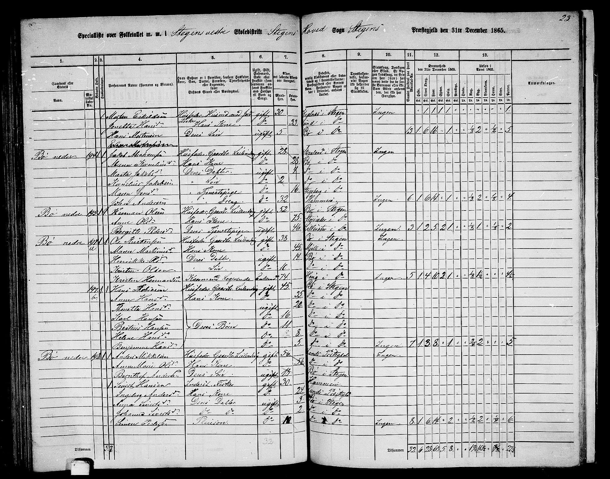 RA, 1865 census for Steigen, 1865, p. 111