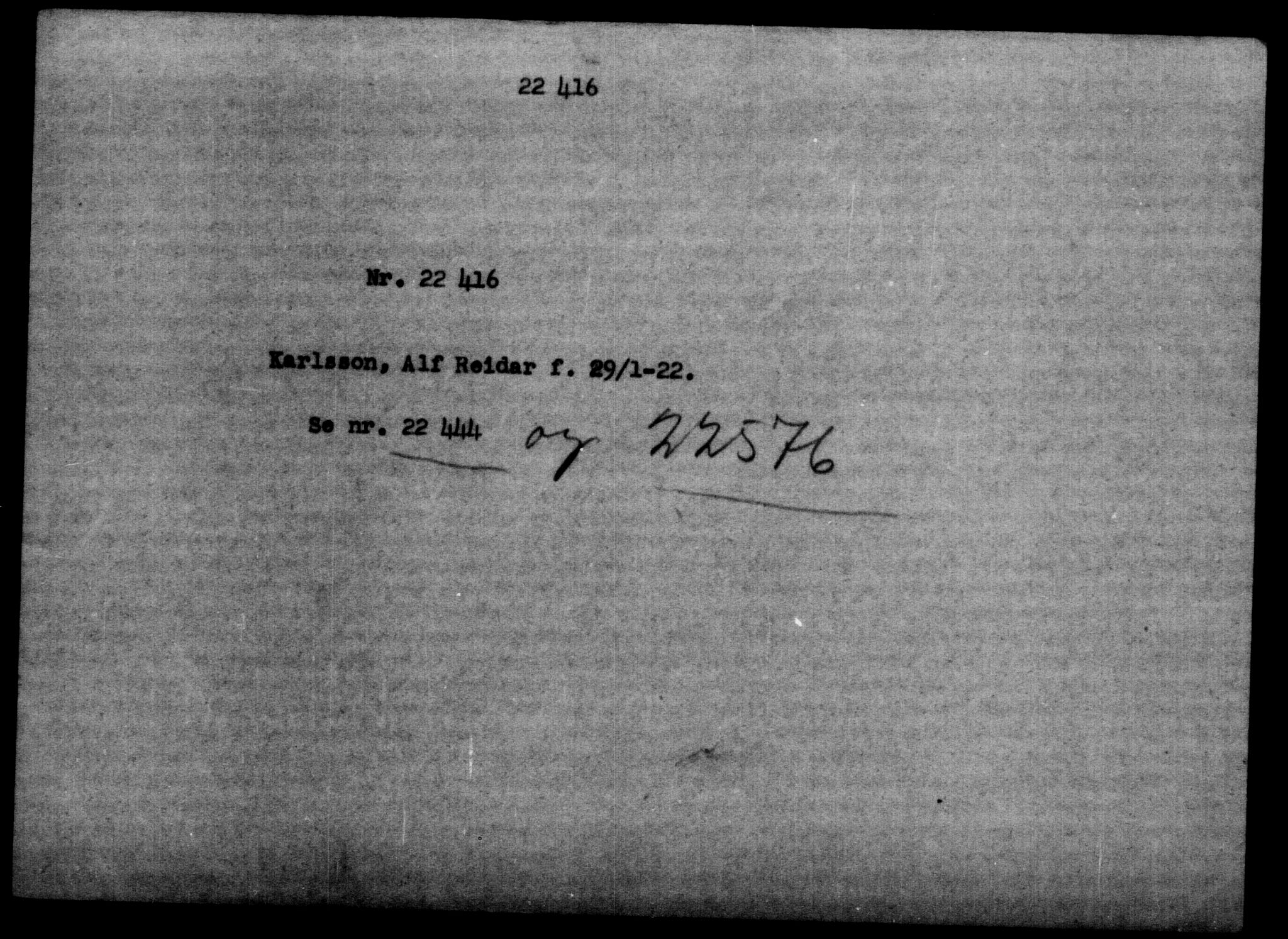 Den Kgl. Norske Legasjons Flyktningskontor, AV/RA-S-6753/V/Va/L0010: Kjesäterkartoteket.  Flyktningenr. 22000-25314, 1940-1945, p. 465