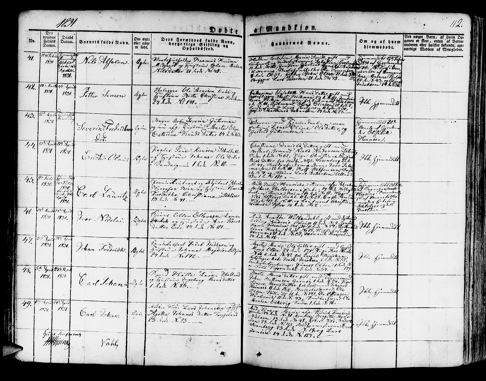 Korskirken sokneprestembete, SAB/A-76101/H/Haa/L0014: Parish register (official) no. A 14, 1823-1835, p. 112