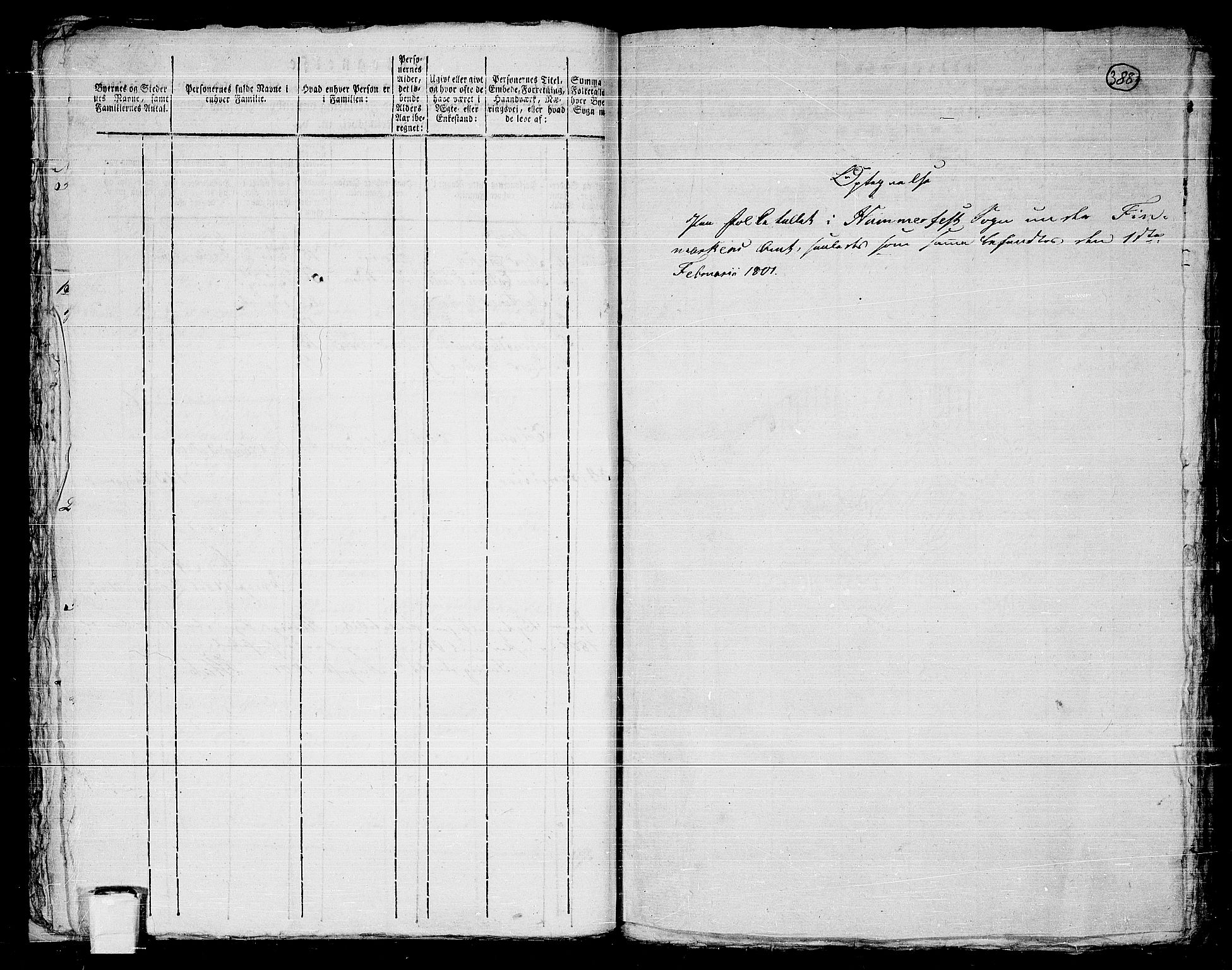 RA, 1801 census for 2001P Hammerfest, 1801, p. 387b-388a