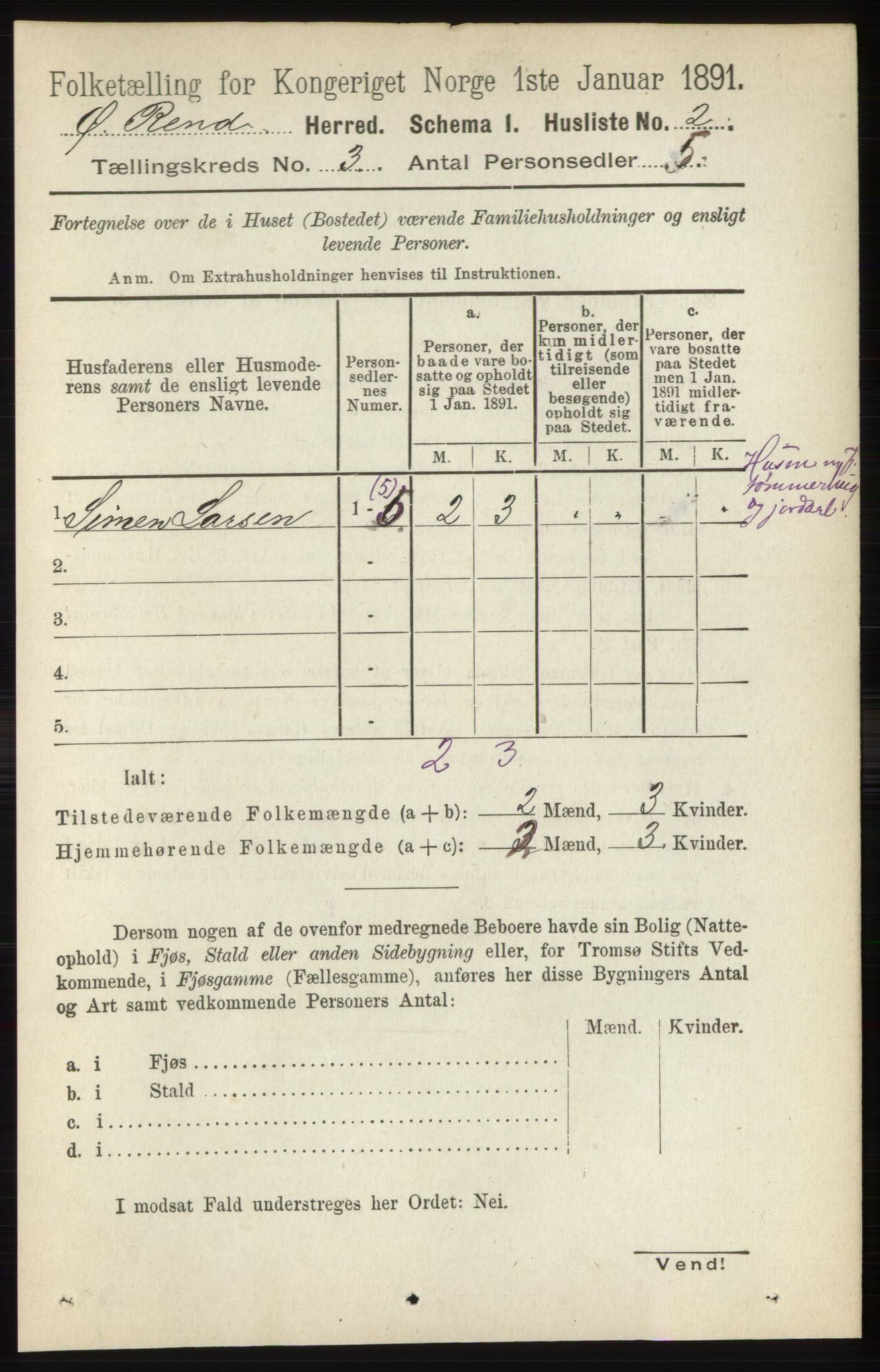 RA, 1891 census for 0433 Øvre Rendal, 1891, p. 801