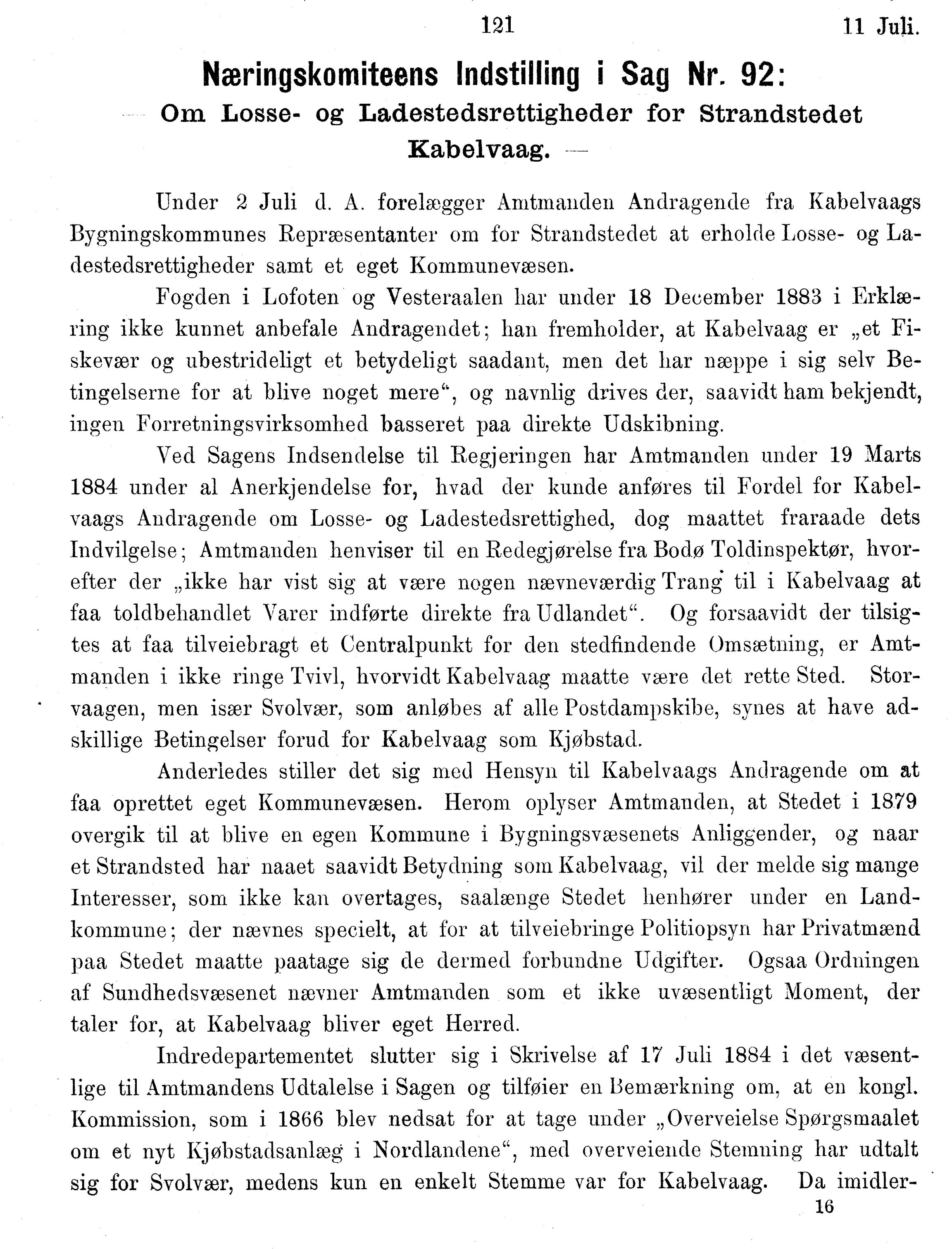 Nordland Fylkeskommune. Fylkestinget, AIN/NFK-17/176/A/Ac/L0014: Fylkestingsforhandlinger 1881-1885, 1881-1885