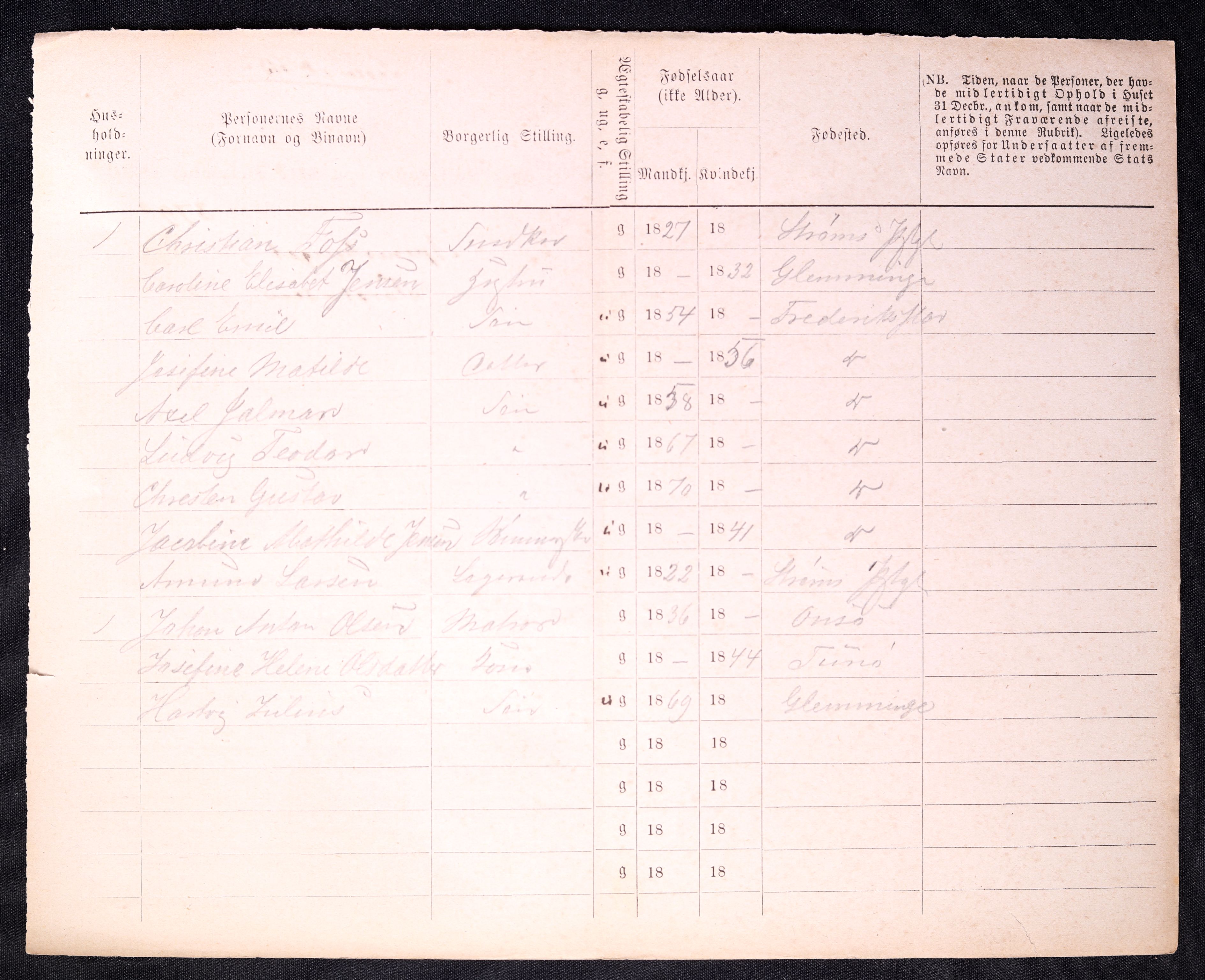 RA, 1870 census for 0103 Fredrikstad, 1870, p. 1230