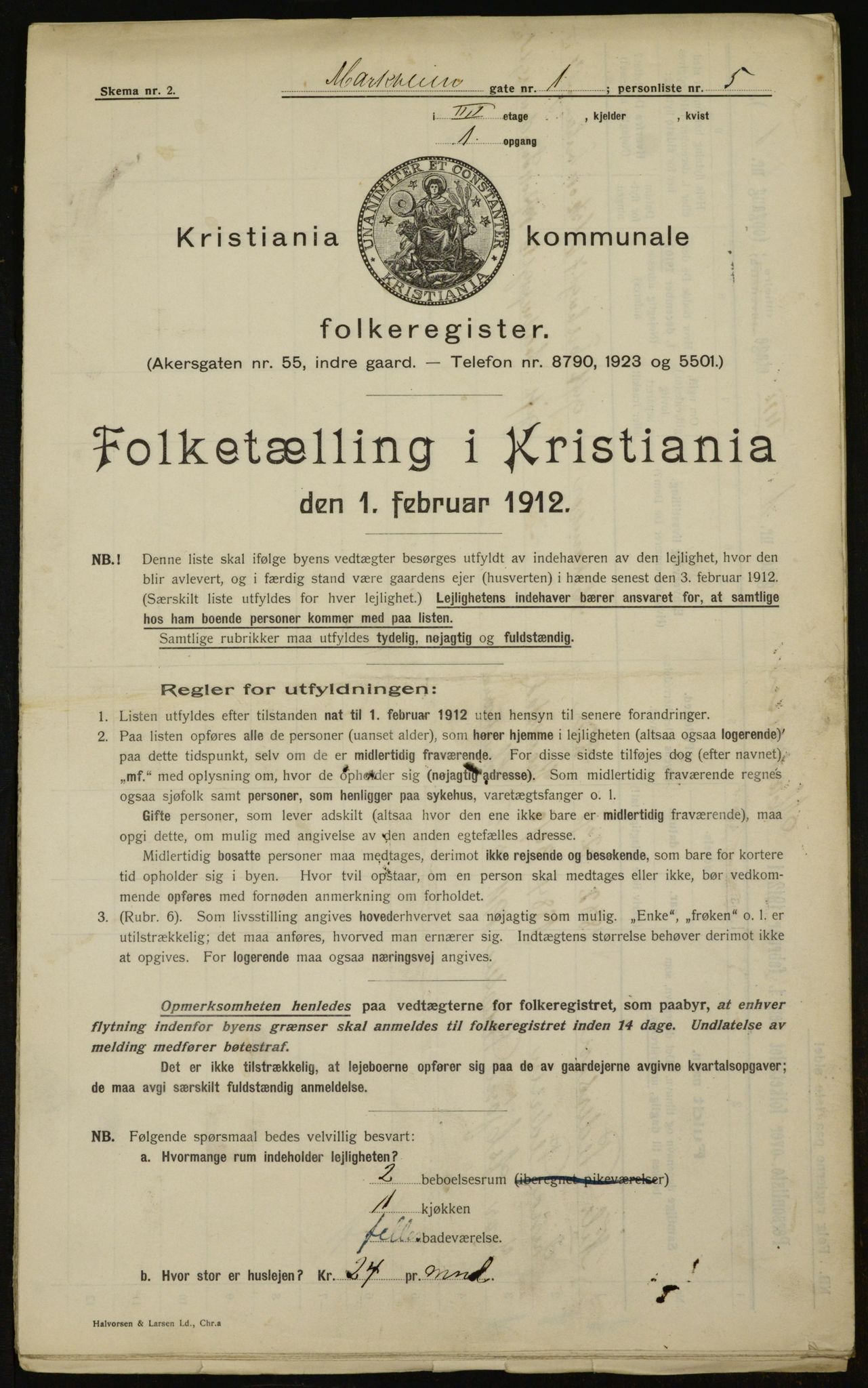 OBA, Municipal Census 1912 for Kristiania, 1912, p. 63358