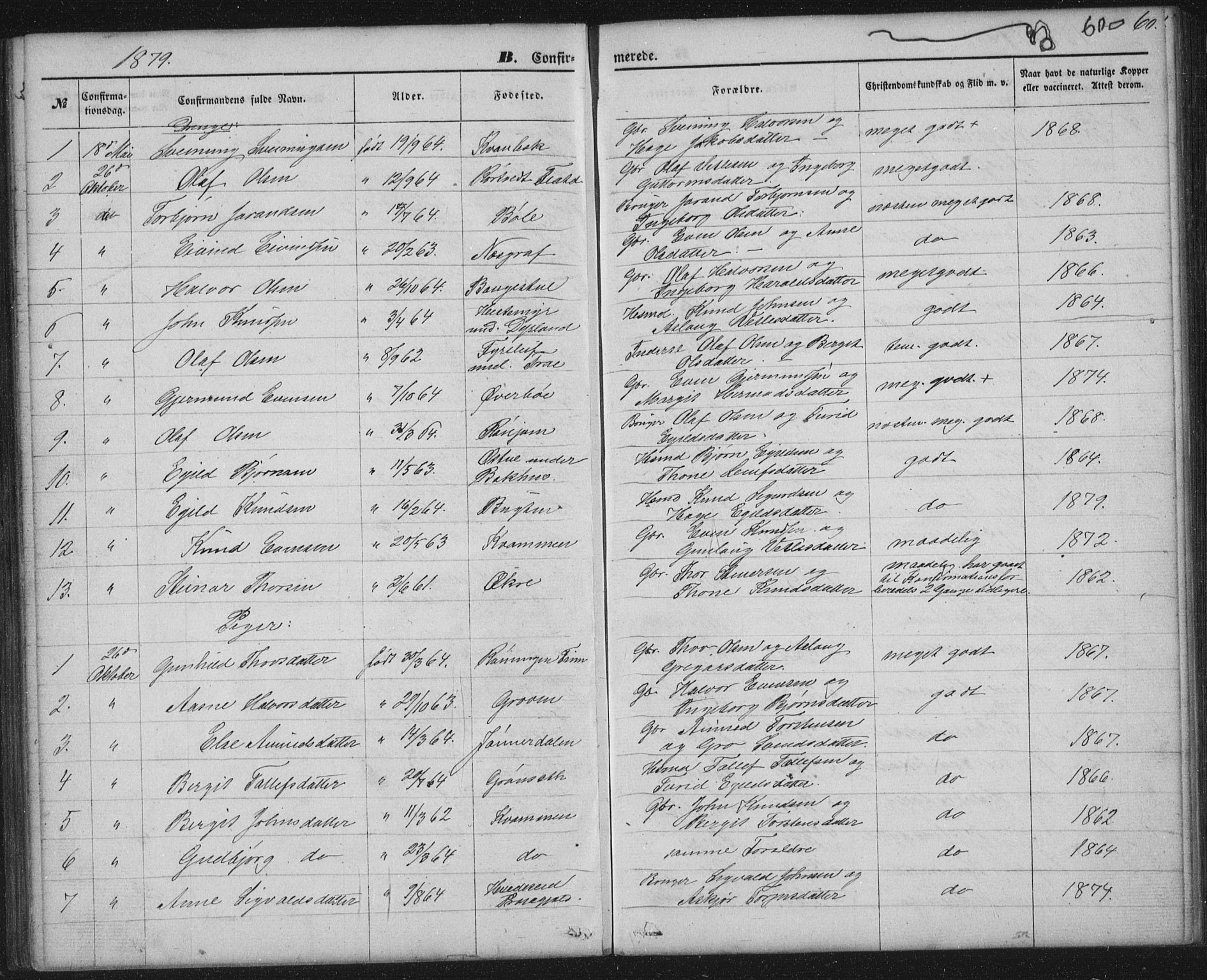 Seljord kirkebøker, AV/SAKO-A-20/G/Gc/L0002: Parish register (copy) no. III 2, 1872-1886, p. 60