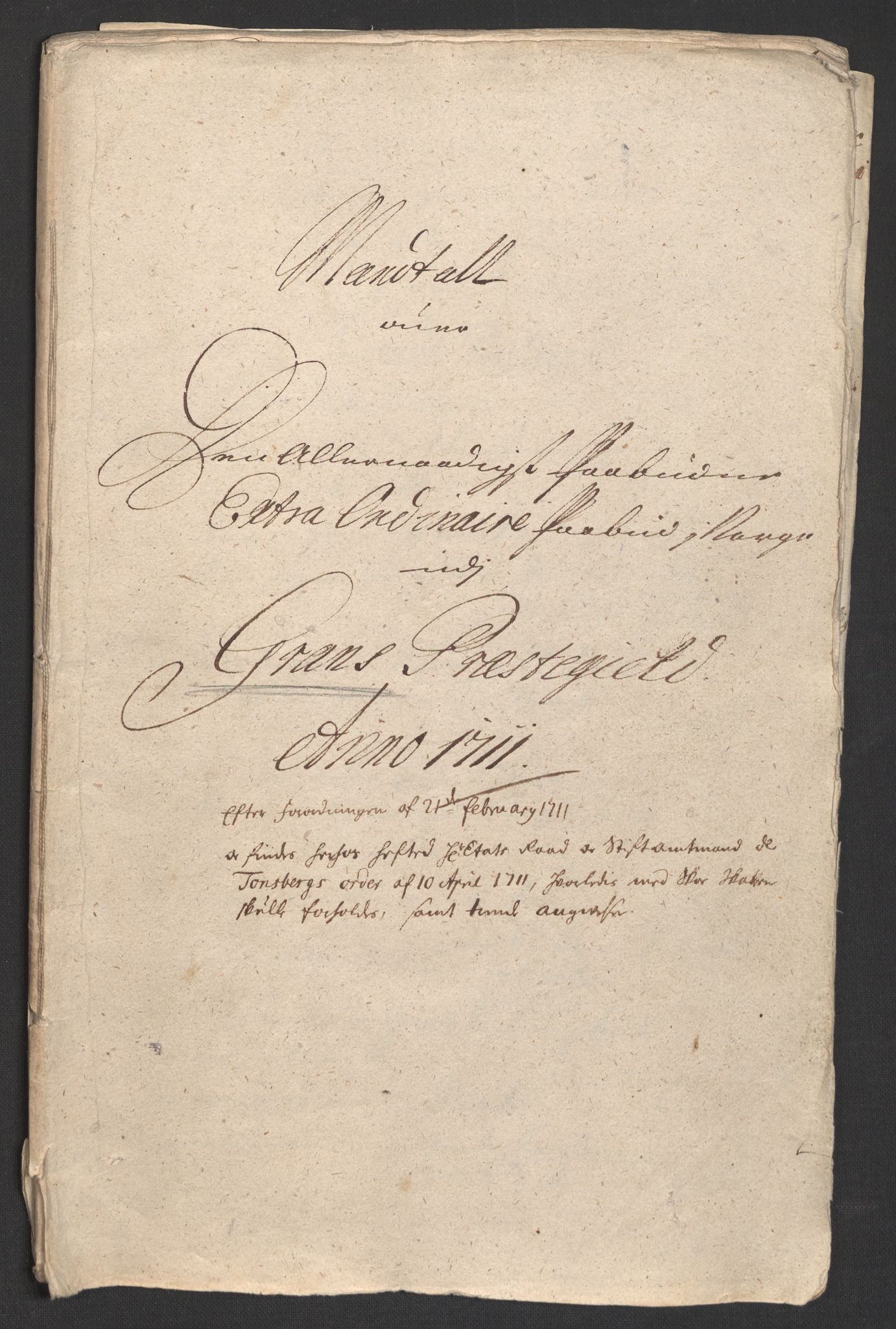 Rentekammeret inntil 1814, Reviderte regnskaper, Fogderegnskap, AV/RA-EA-4092/R18/L1308: Fogderegnskap Hadeland, Toten og Valdres, 1711, p. 292