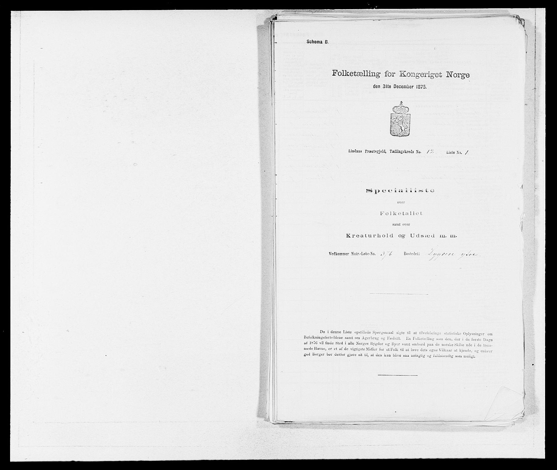 SAB, 1875 census for 1263P Lindås, 1875, p. 1173