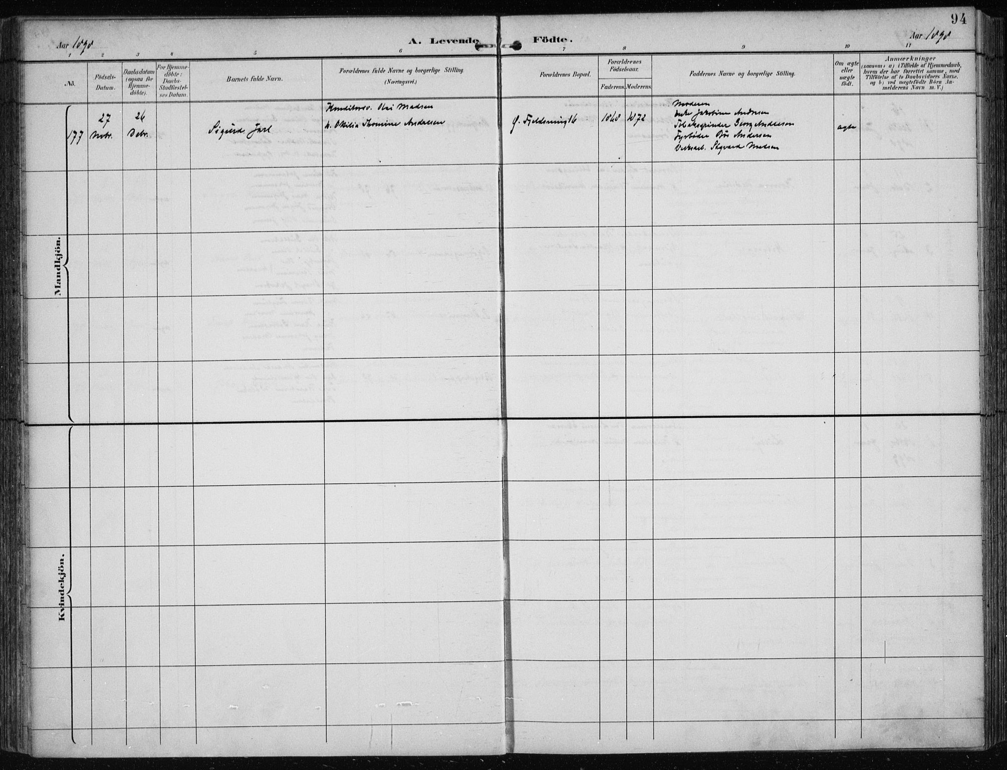 Korskirken sokneprestembete, AV/SAB-A-76101/H/Hab: Parish register (copy) no. B 10, 1896-1905, p. 94