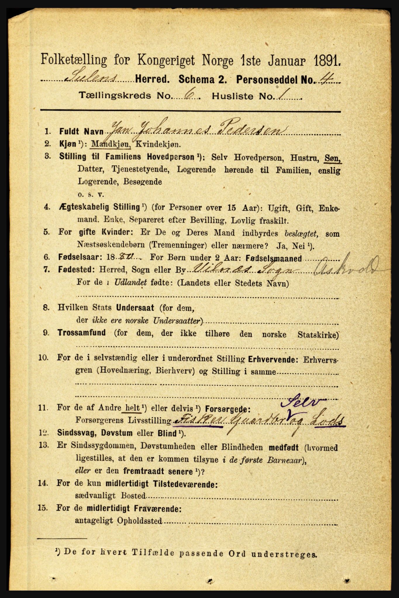 RA, 1891 census for 1412 Solund, 1891, p. 2017