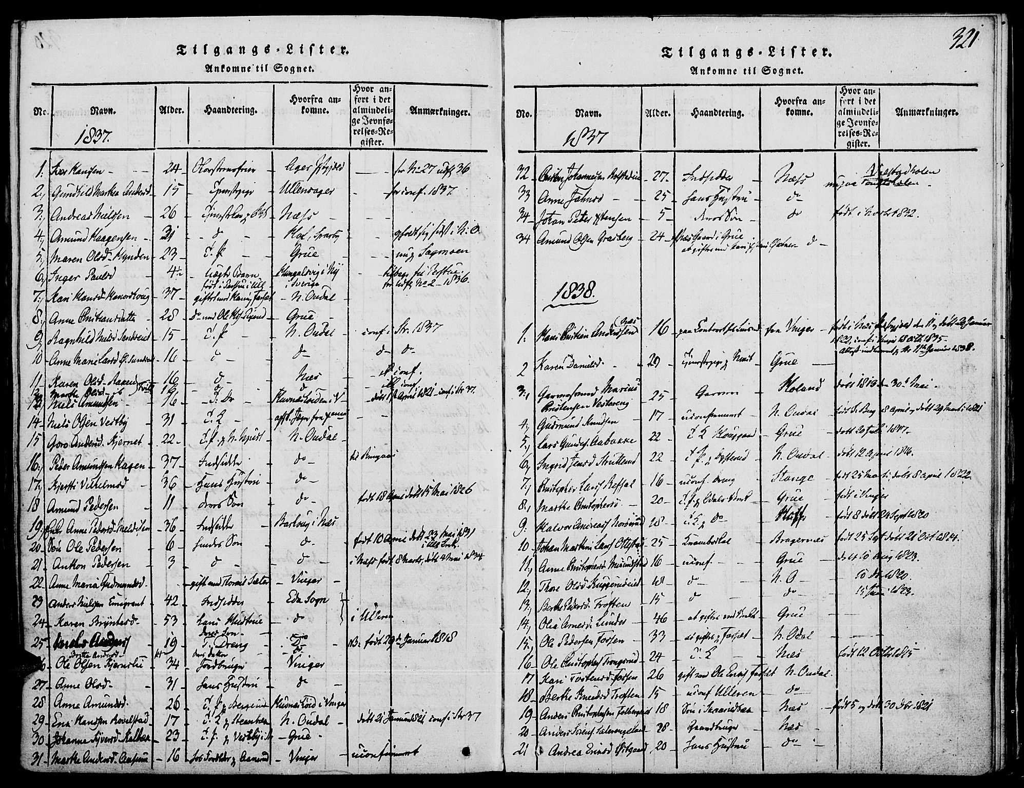 Strøm-Odalen prestekontor, AV/SAH-PREST-028/H/Ha/Haa/L0006: Parish register (official) no. 6, 1814-1850, p. 321