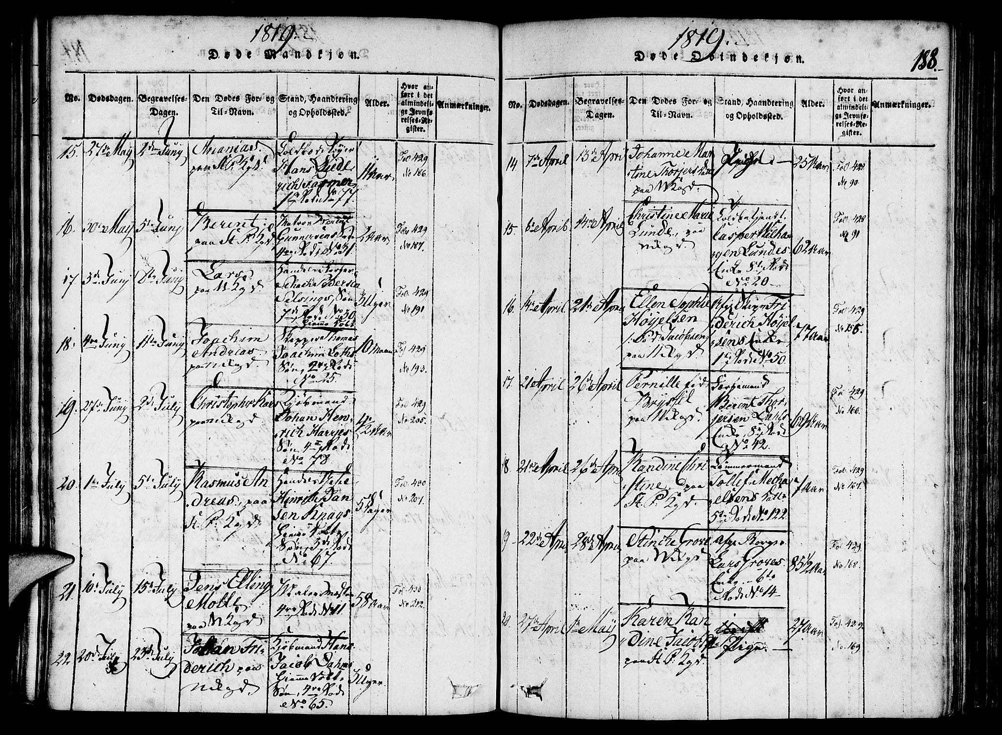 Nykirken Sokneprestembete, AV/SAB-A-77101/H/Haa/L0011: Parish register (official) no. A 11, 1816-1821, p. 188