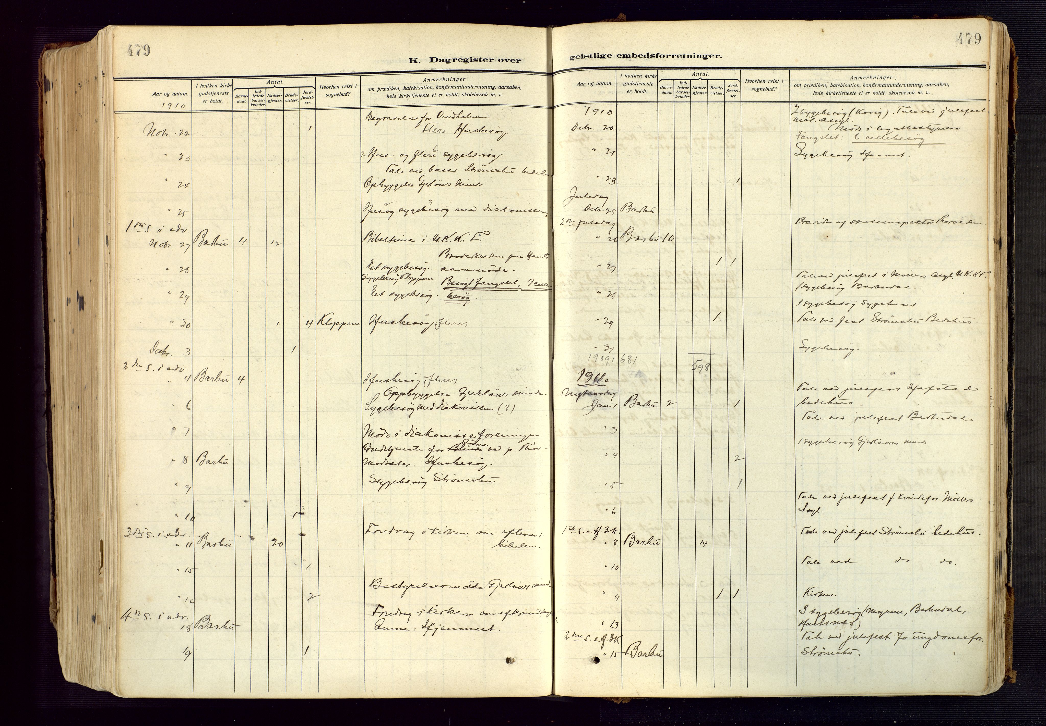 Barbu sokneprestkontor, SAK/1111-0003/F/Fa/L0006: Parish register (official) no. A 6, 1910-1929, p. 479