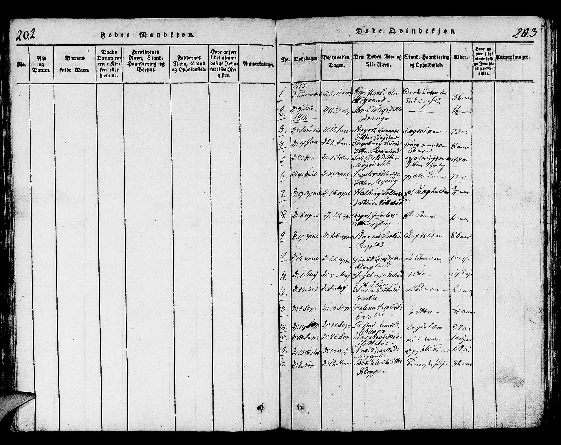 Helleland sokneprestkontor, SAST/A-101810: Parish register (copy) no. B 1, 1815-1841, p. 202-203