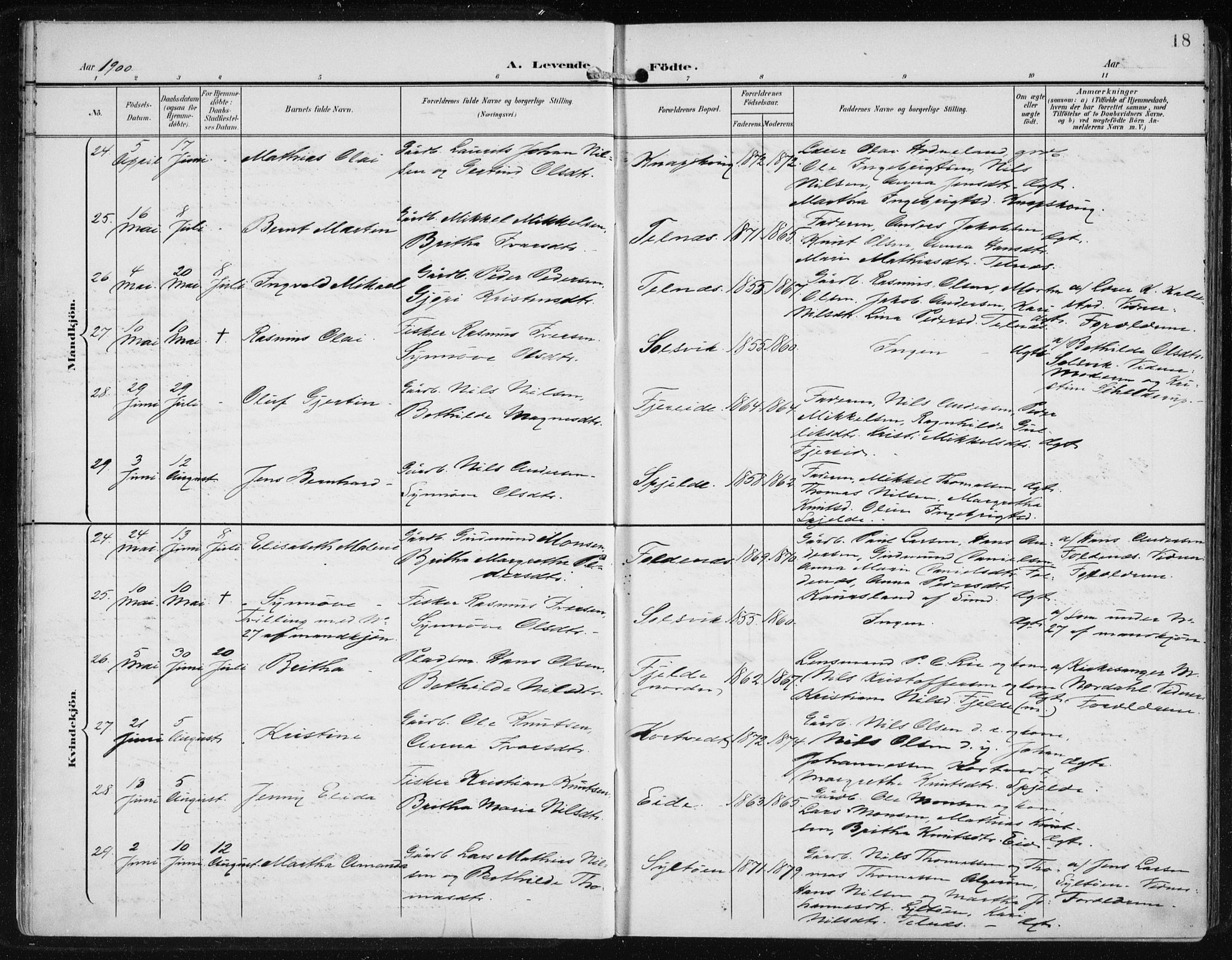 Fjell sokneprestembete, SAB/A-75301/H/Haa: Parish register (official) no. A  9, 1899-1910, p. 18