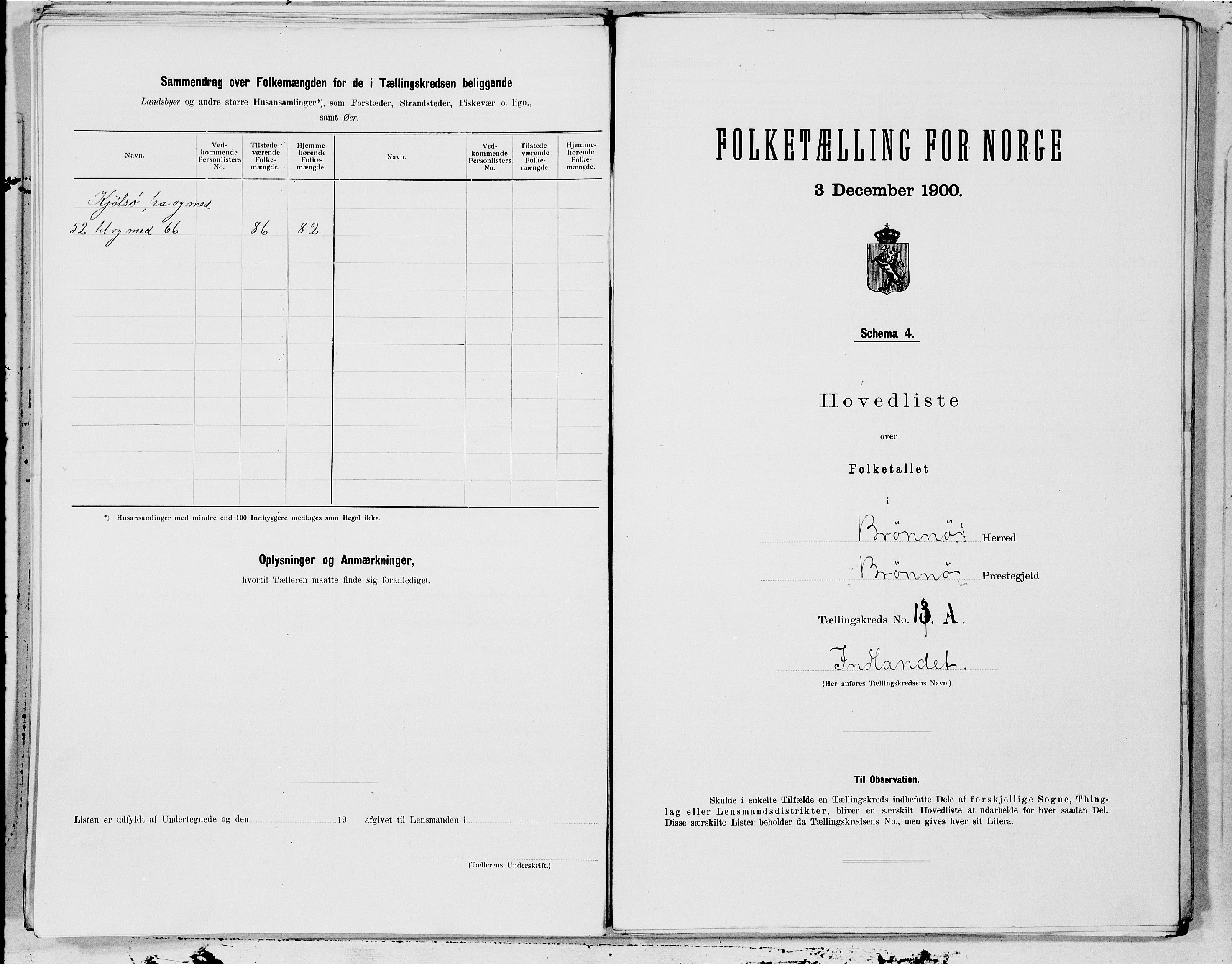 SAT, 1900 census for Brønnøy, 1900, p. 30