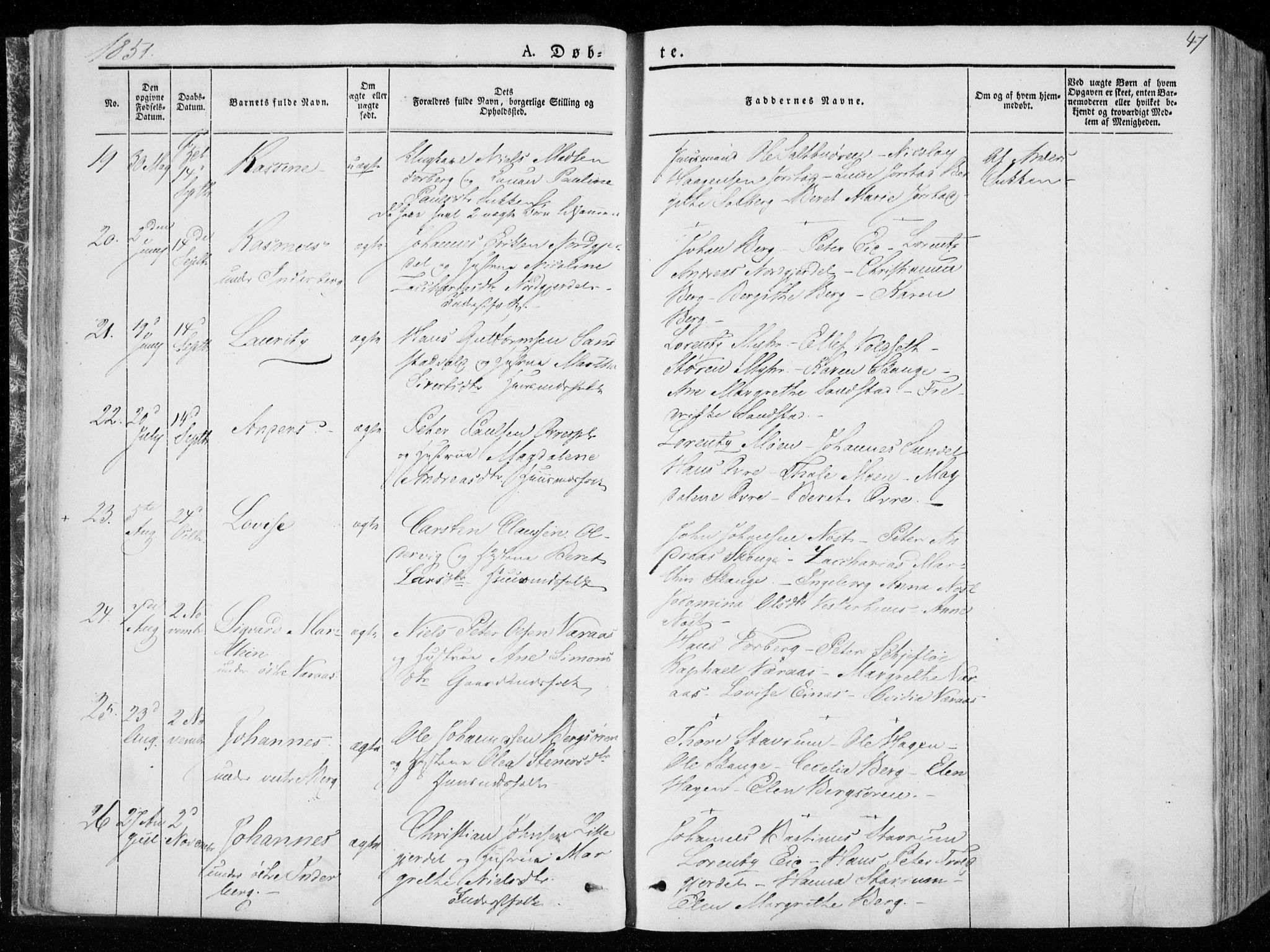 Ministerialprotokoller, klokkerbøker og fødselsregistre - Nord-Trøndelag, AV/SAT-A-1458/722/L0218: Parish register (official) no. 722A05, 1843-1868, p. 47