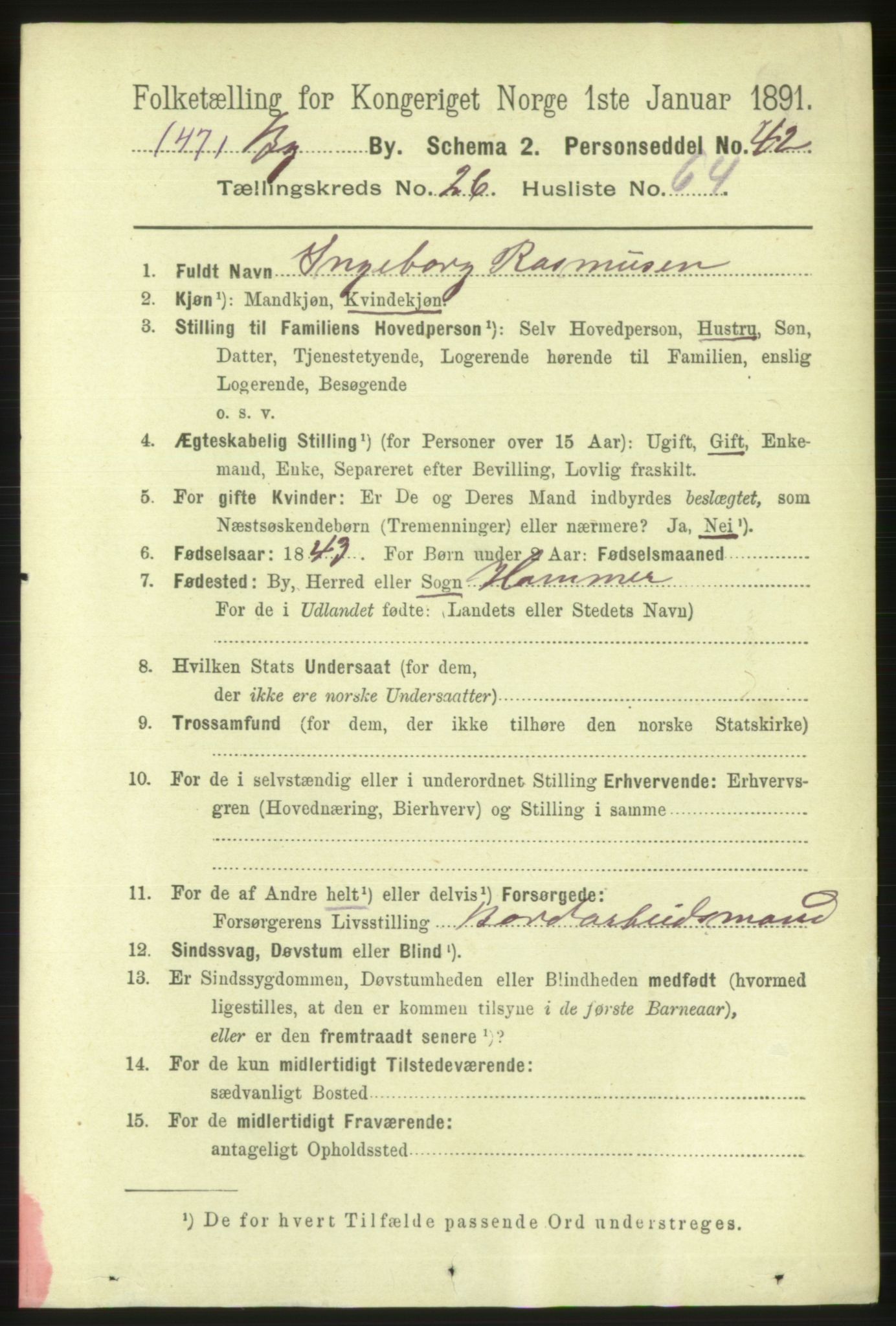 RA, 1891 Census for 1301 Bergen, 1891, p. 35274