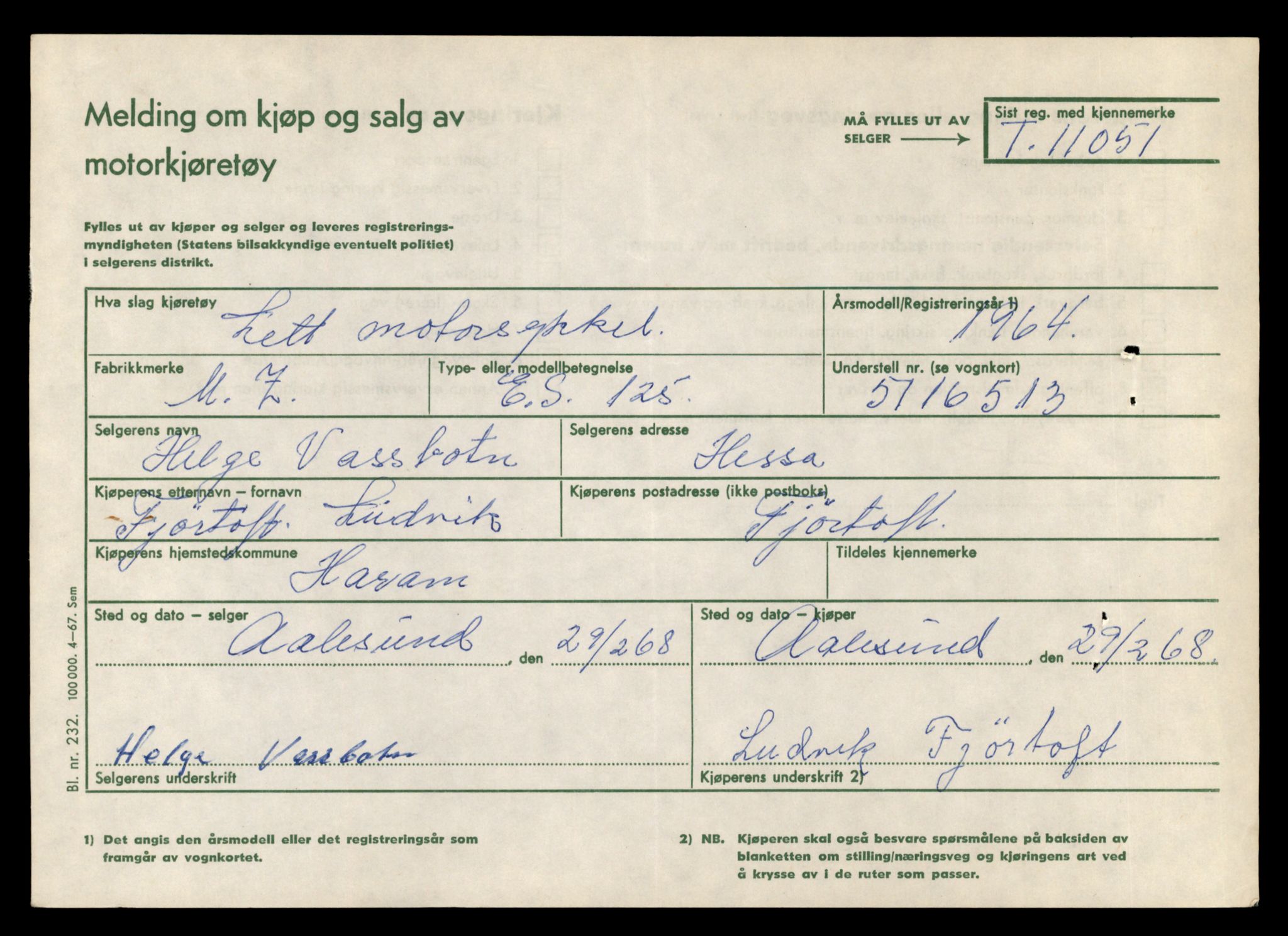 Møre og Romsdal vegkontor - Ålesund trafikkstasjon, AV/SAT-A-4099/F/Fe/L0026: Registreringskort for kjøretøy T 11046 - T 11160, 1927-1998, p. 133