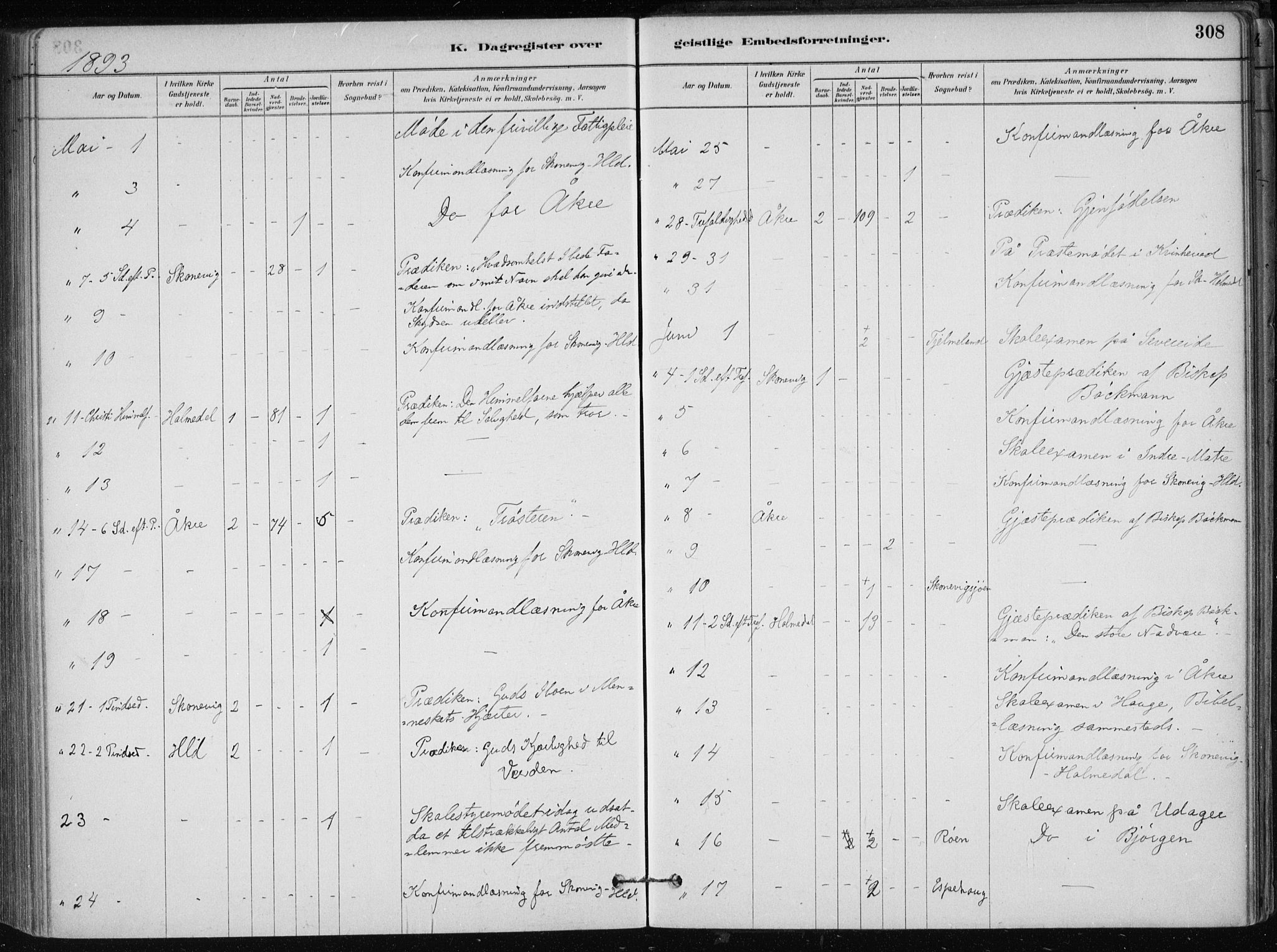 Skånevik sokneprestembete, AV/SAB-A-77801/H/Haa: Parish register (official) no. B 1, 1879-1914, p. 308