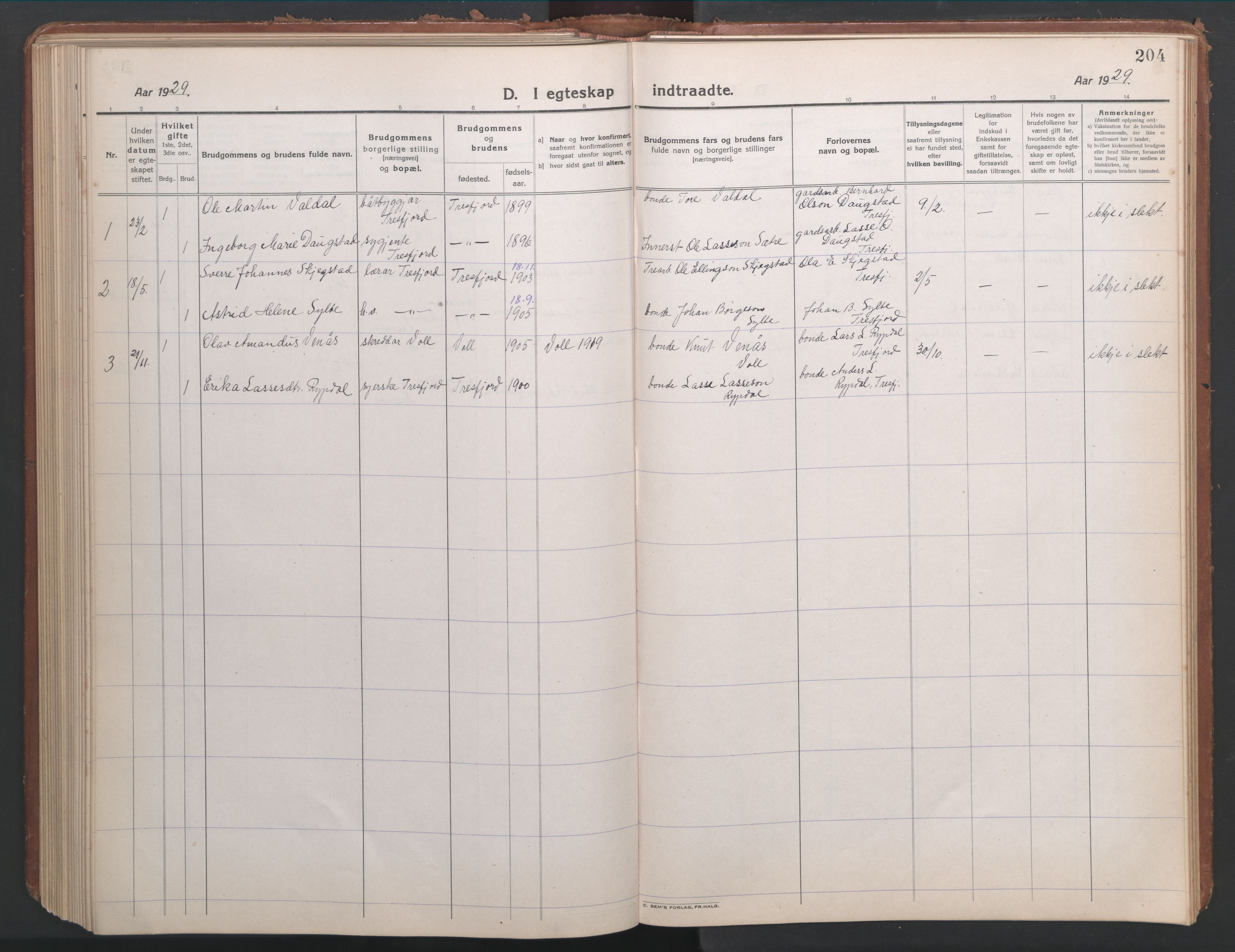 Ministerialprotokoller, klokkerbøker og fødselsregistre - Møre og Romsdal, SAT/A-1454/541/L0548: Parish register (copy) no. 541C03, 1921-1960, p. 204
