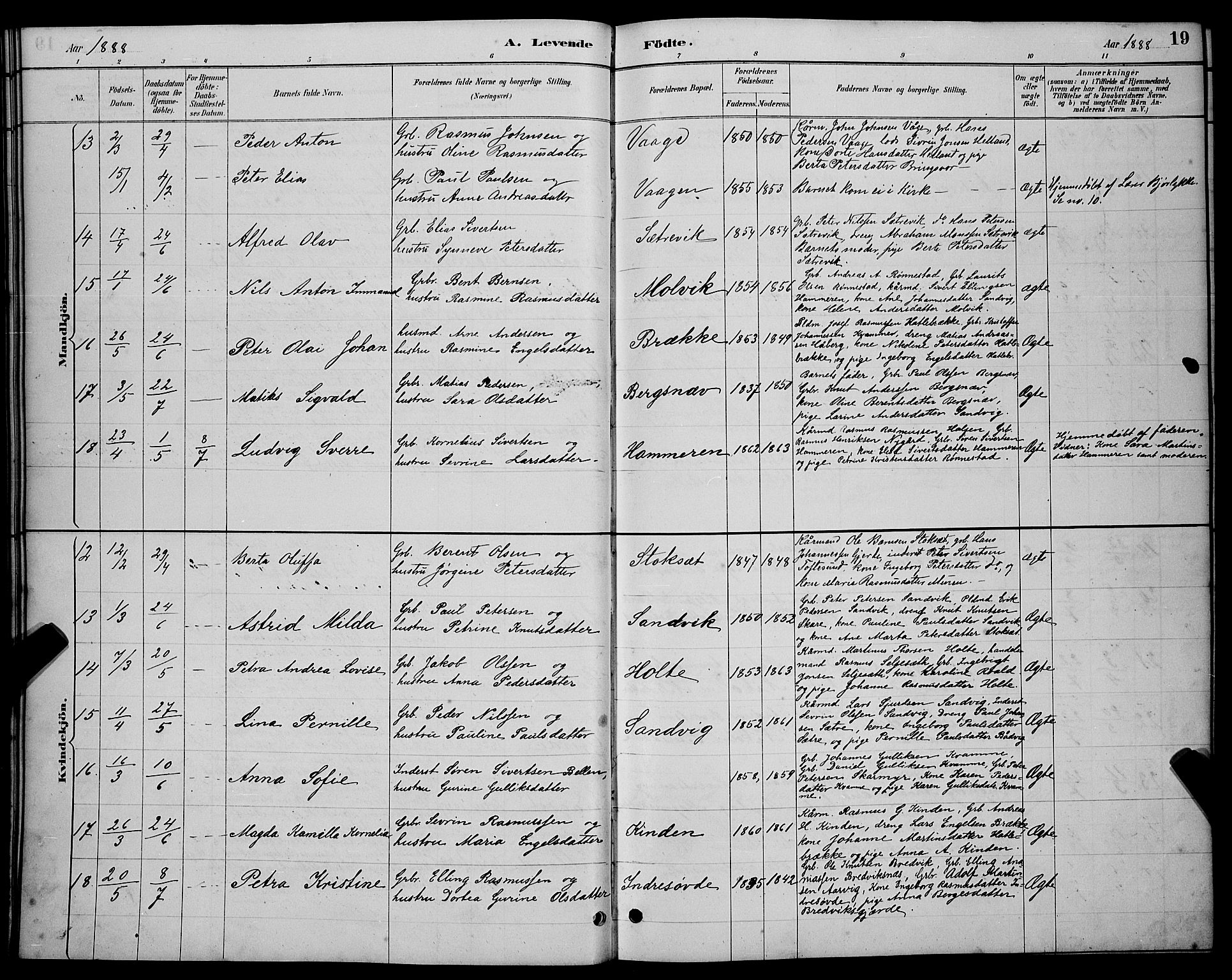 Ministerialprotokoller, klokkerbøker og fødselsregistre - Møre og Romsdal, AV/SAT-A-1454/503/L0048: Parish register (copy) no. 503C03, 1885-1893, p. 19