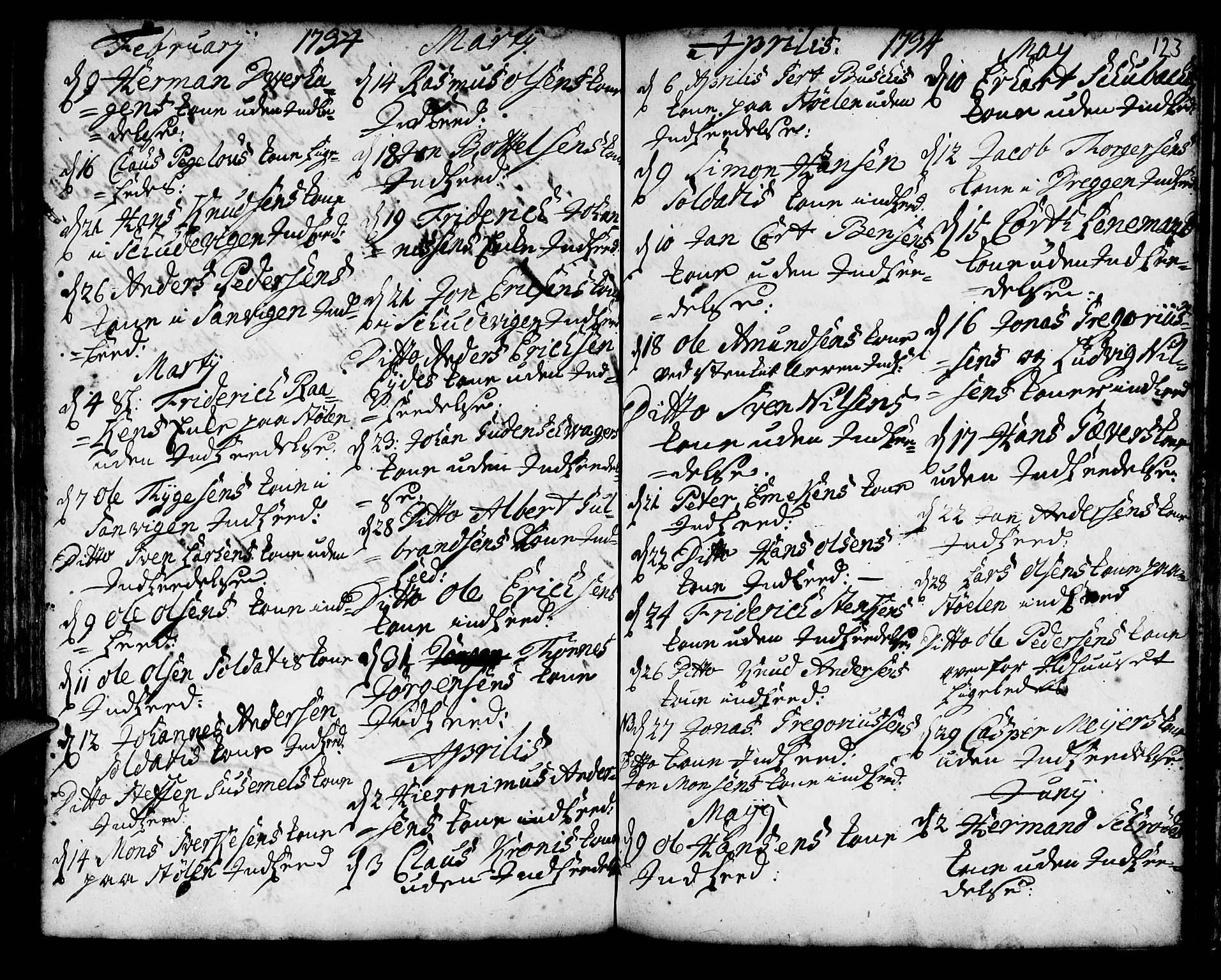 Korskirken sokneprestembete, AV/SAB-A-76101/H/Haa/L0008: Parish register (official) no. A 8, 1698-1747, p. 123