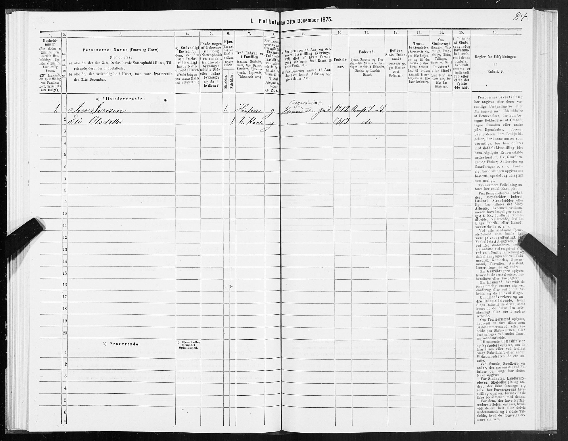 SAT, 1875 census for 1563P Sunndal, 1875, p. 2084