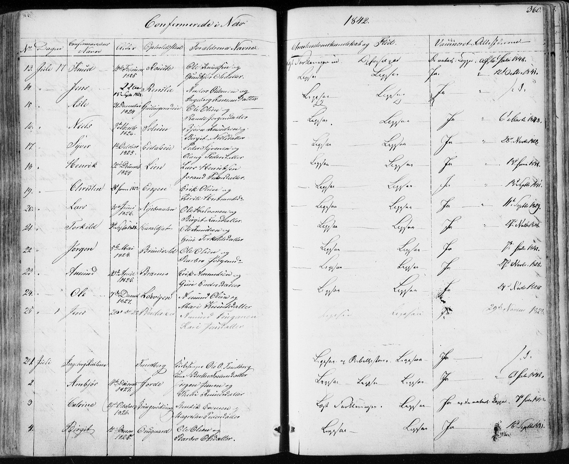 Nes kirkebøker, AV/SAKO-A-236/F/Fa/L0009: Parish register (official) no. 9, 1834-1863, p. 360